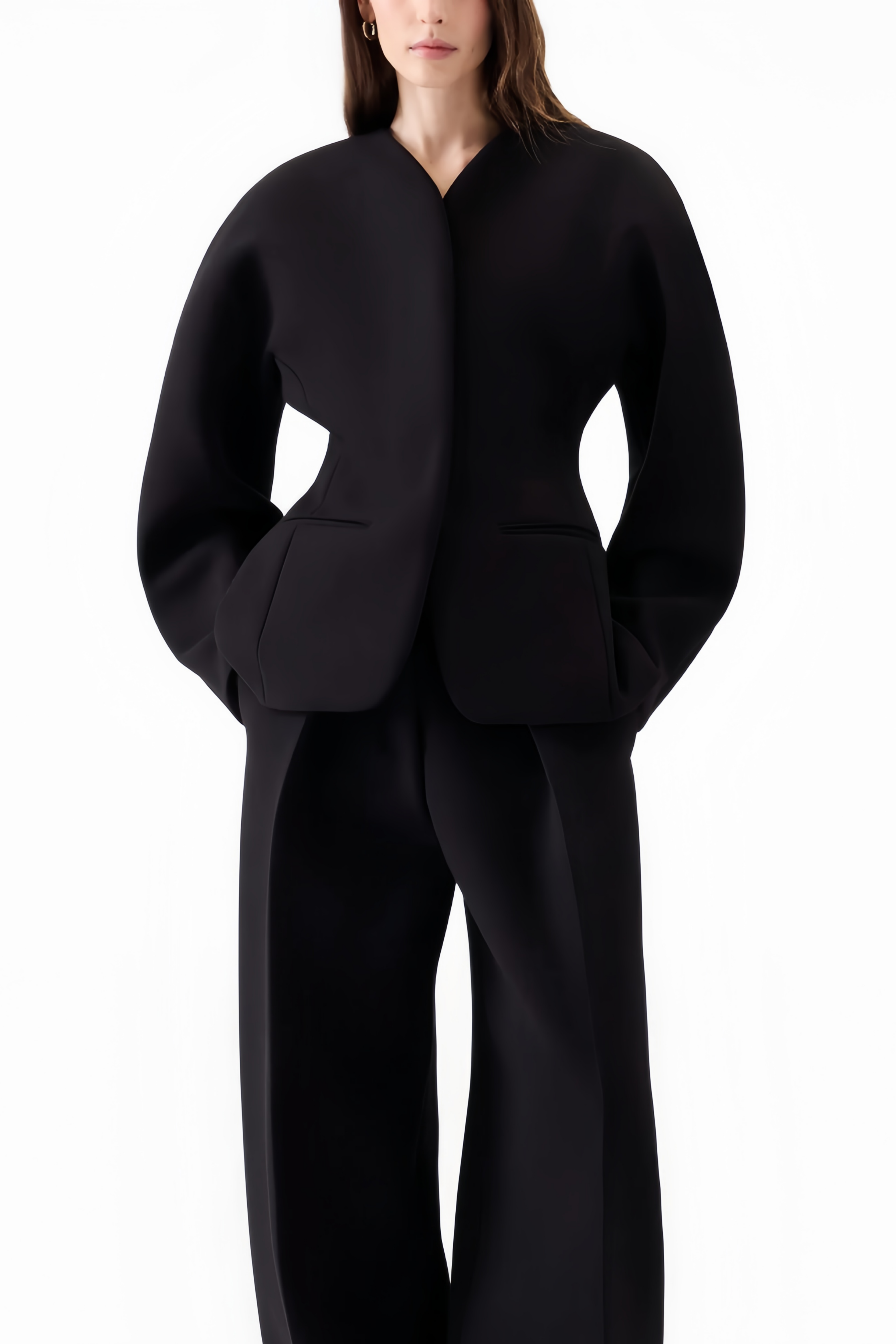 Consuelo Black Collarless Peplum Waist Blazer (Final Sale)