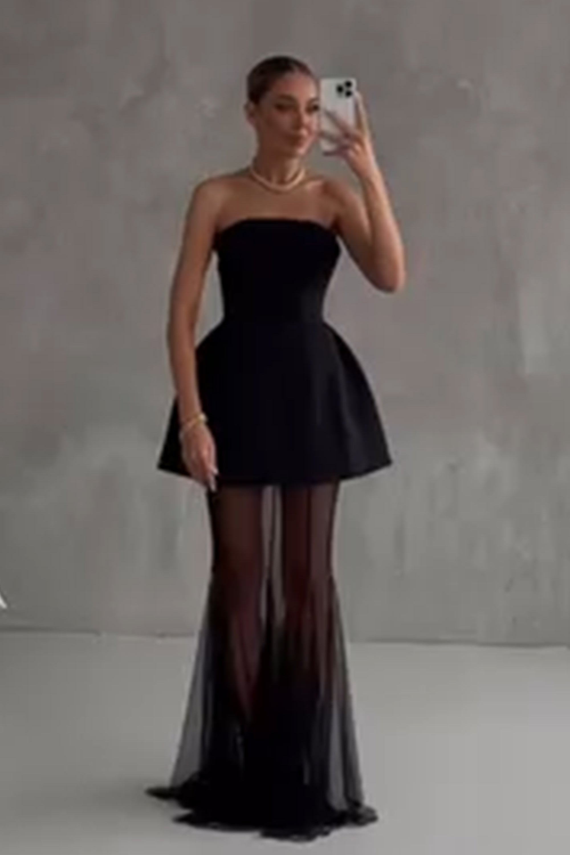 Mélanie Black Corset Dress & Mesh Skirt Set