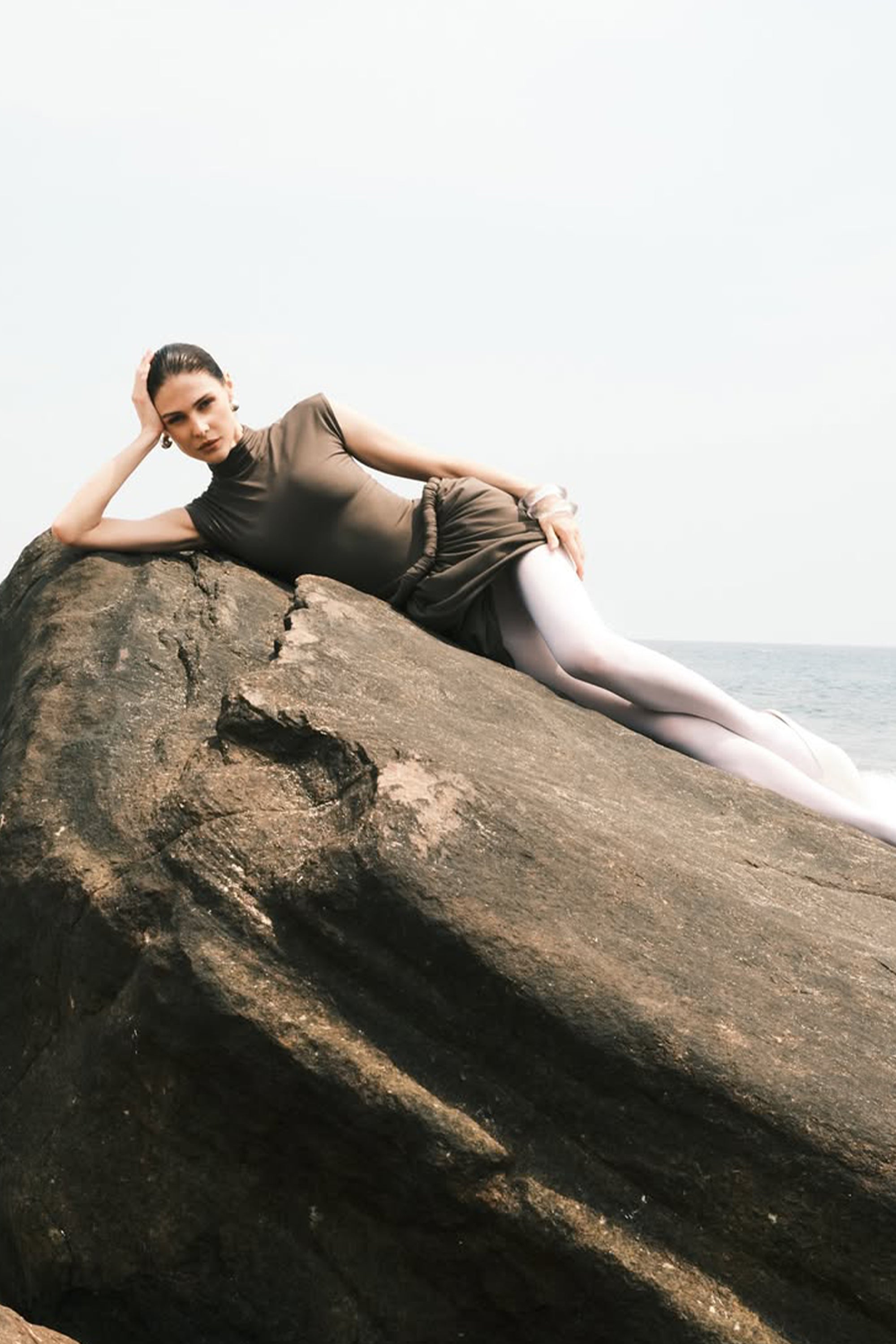 Fleur Grey Ruched Bubble Hem Mini Dress