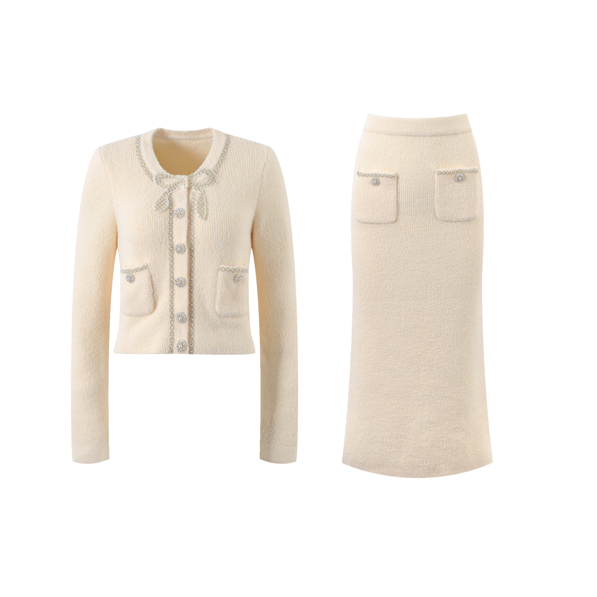 Liane faux-pearl embellished jacket & skirt matching set