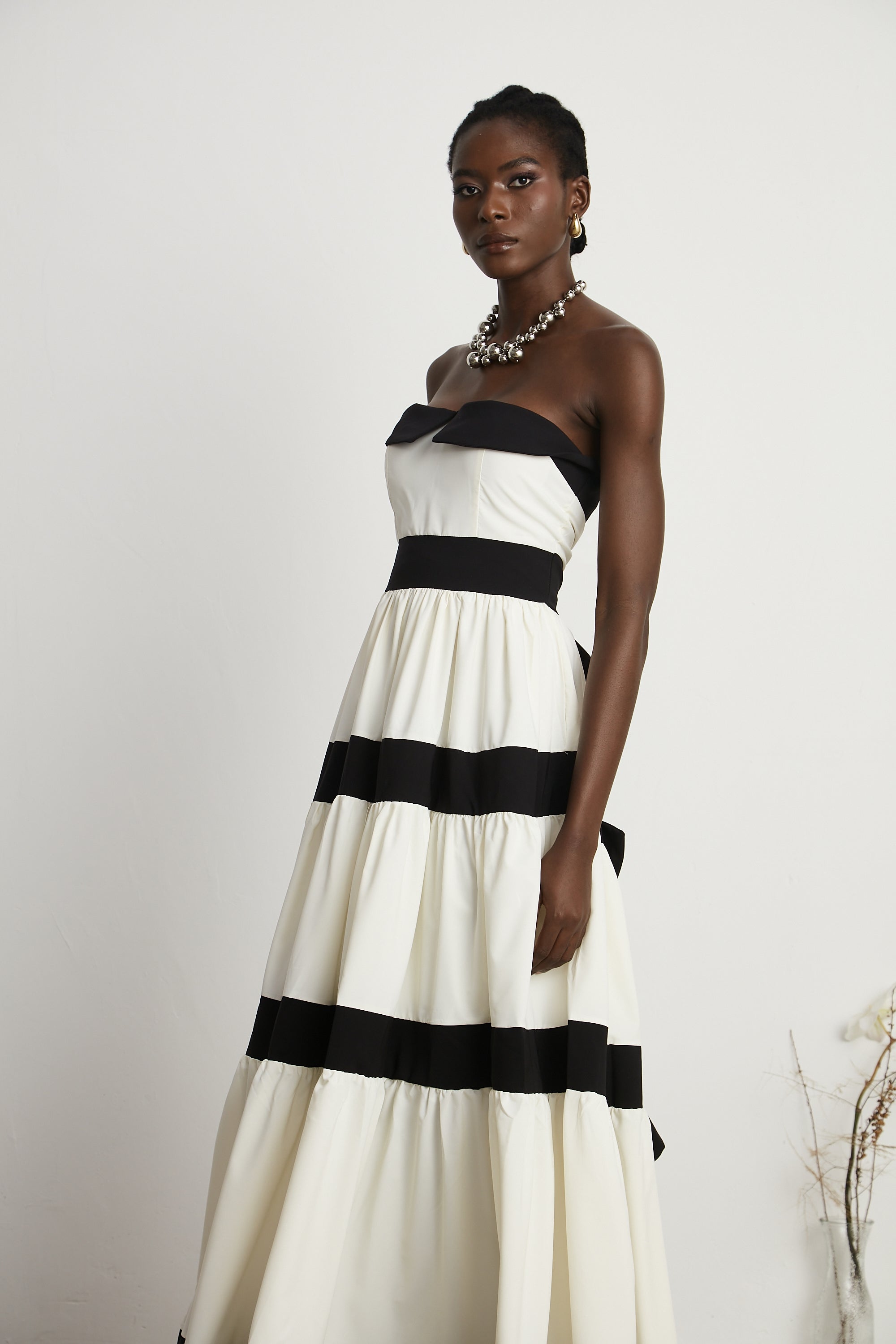 Sandrine pleated bow-embellished maxi dress