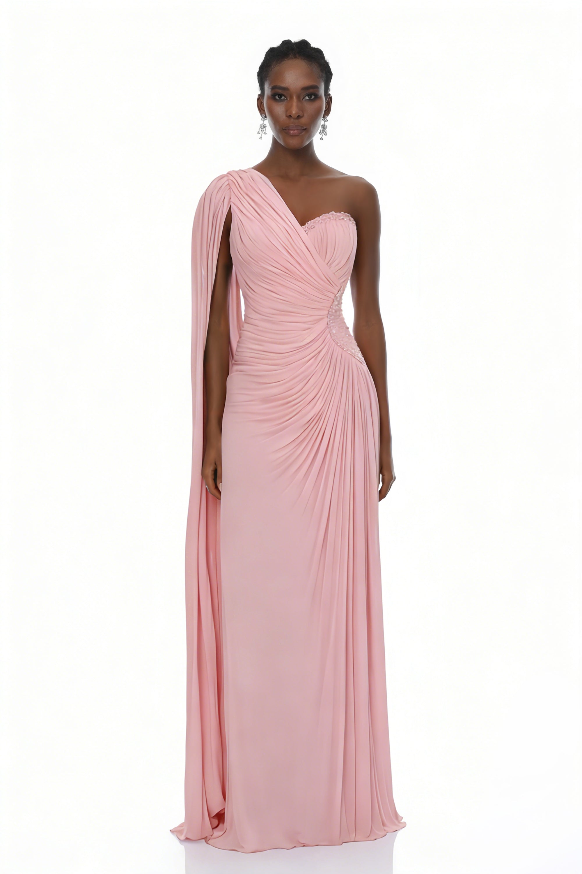 Katrin Pink One Shoulder Ruched Maxi Dress