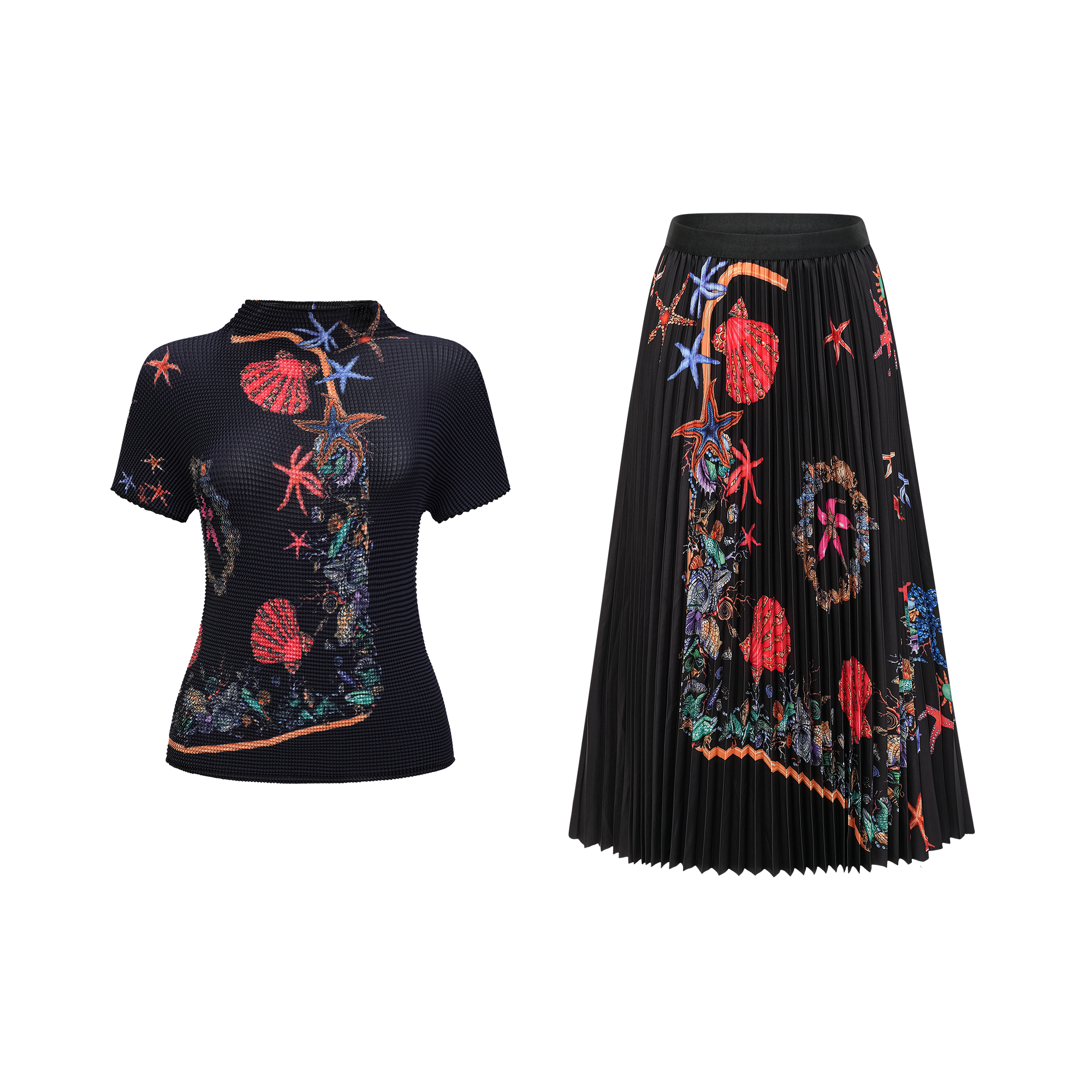 Josiane pattern-print knitted top & skirt matching set