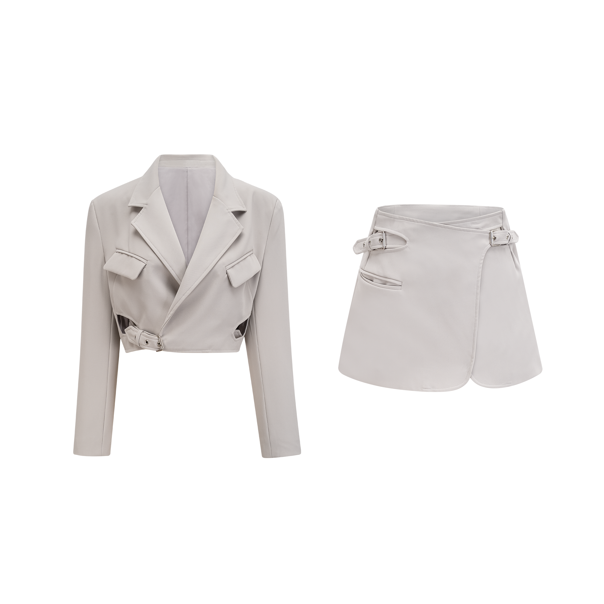 Zoé buckled cropped blazer & skirt matching set