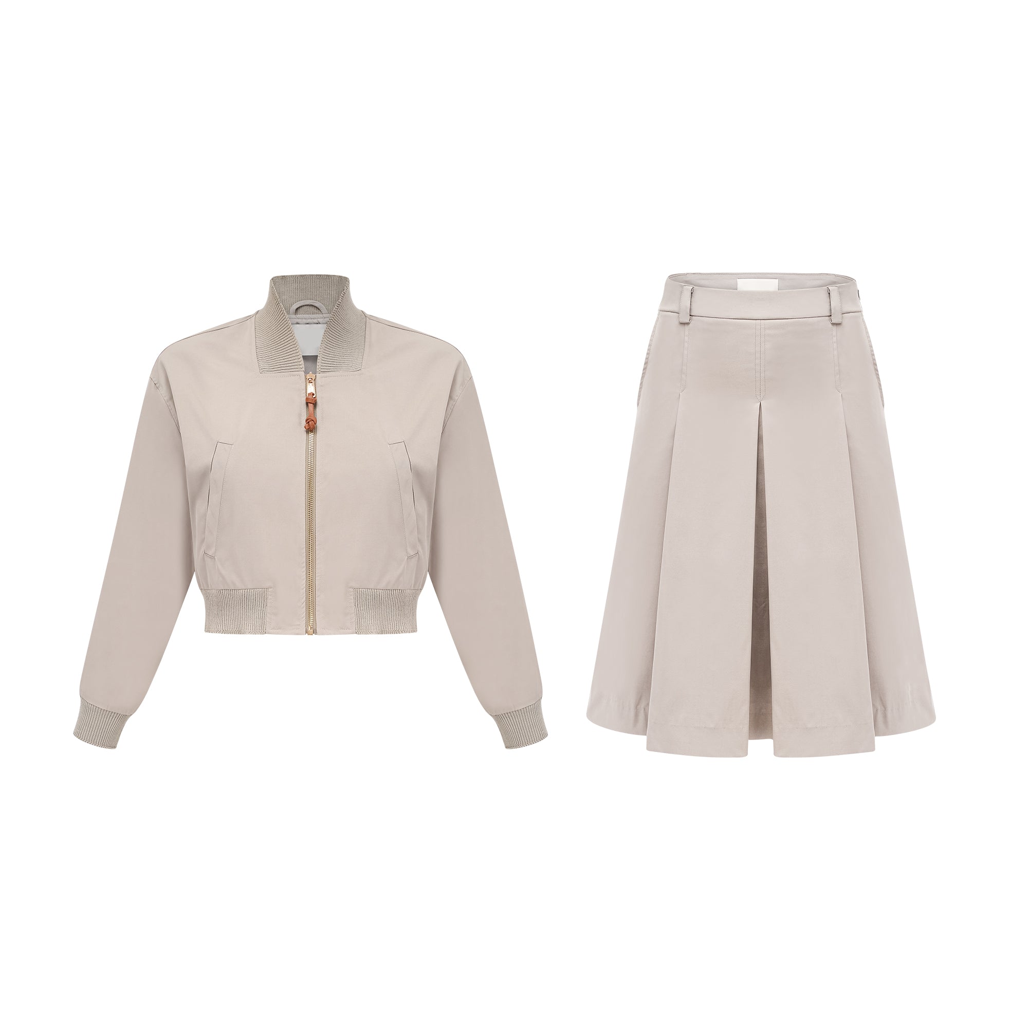 Paloma beige cotton jacket & skirt matching set