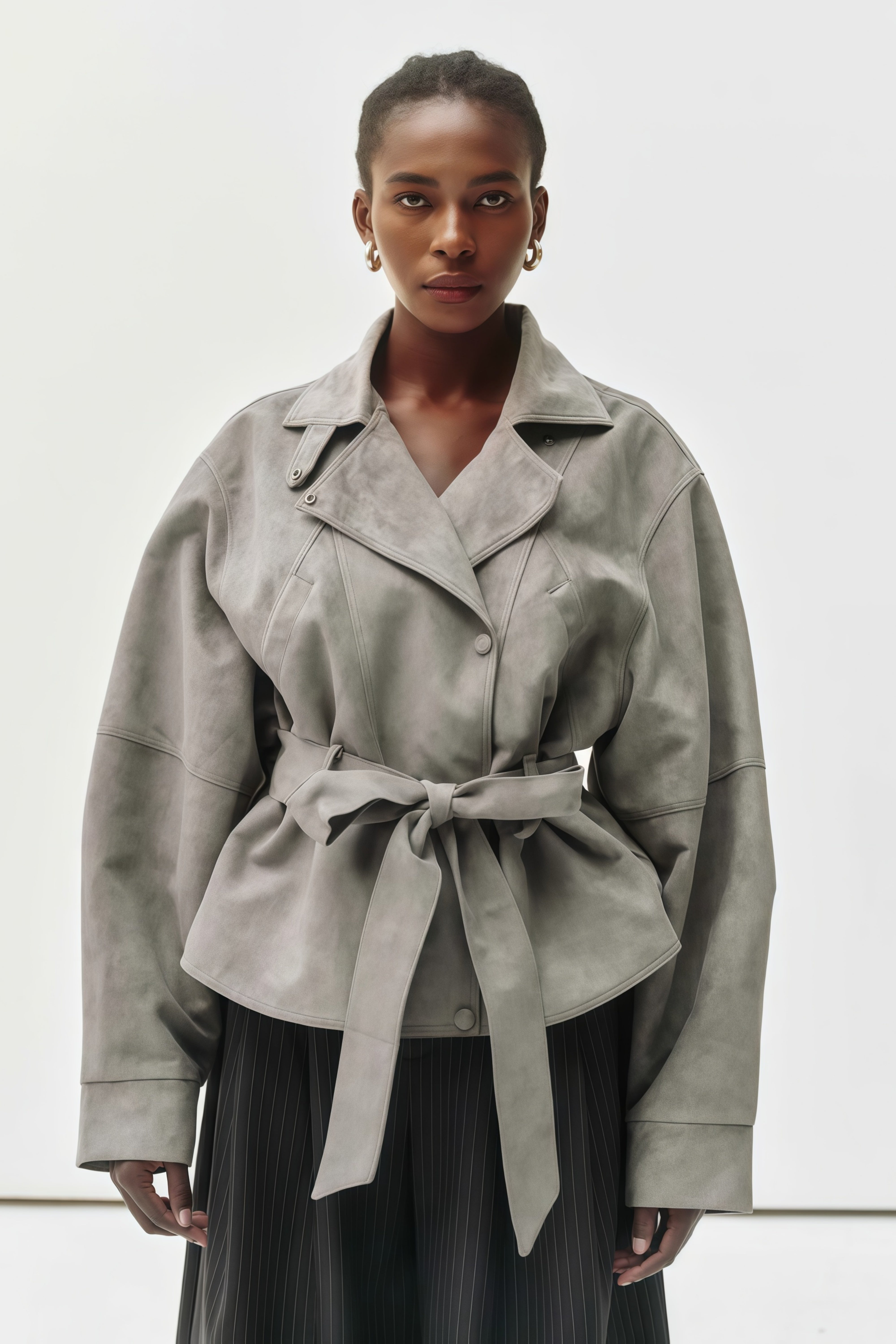 Aveline Wildleder-Bikerjacke mit Gürtel