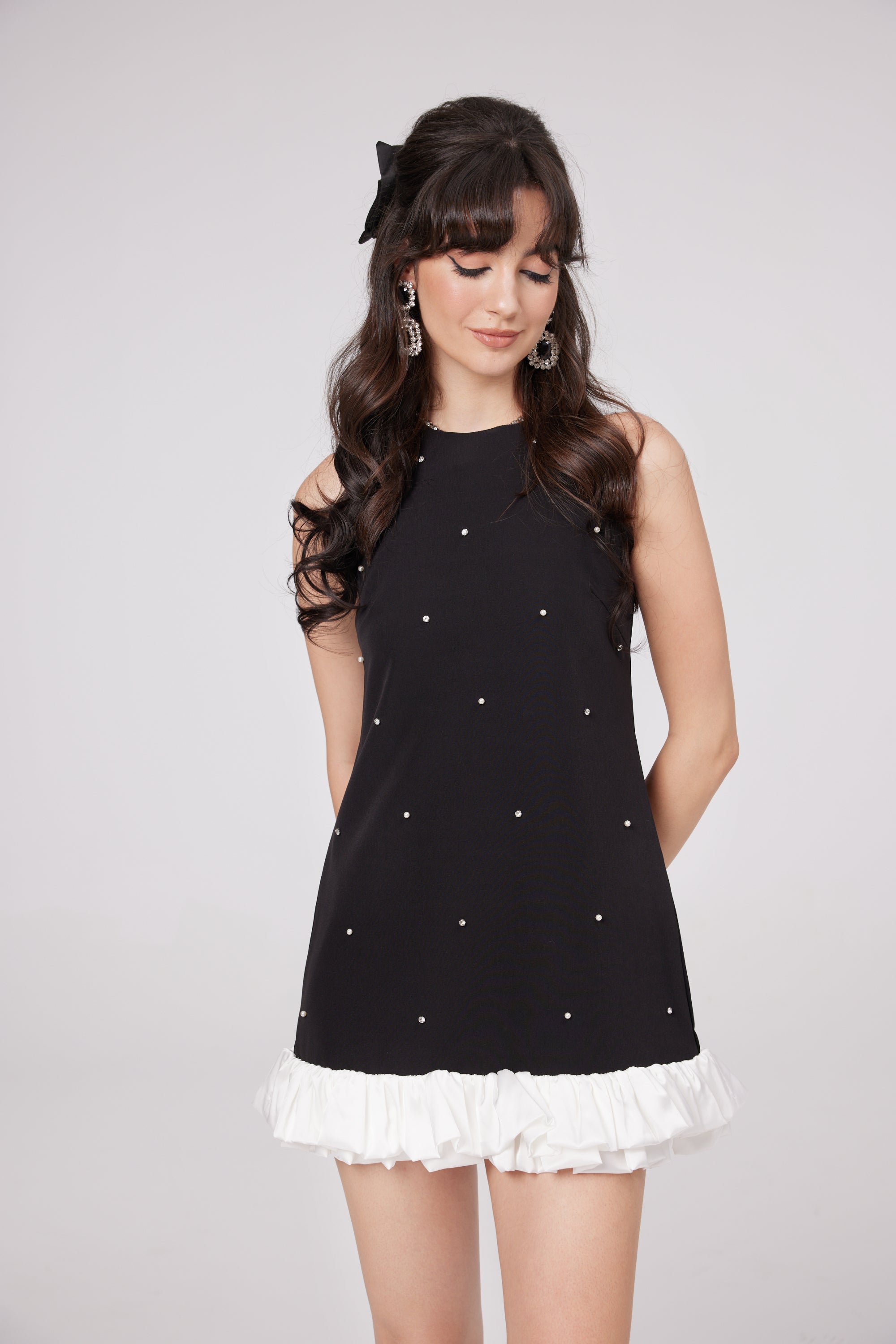 Eléa black embellished mini dress