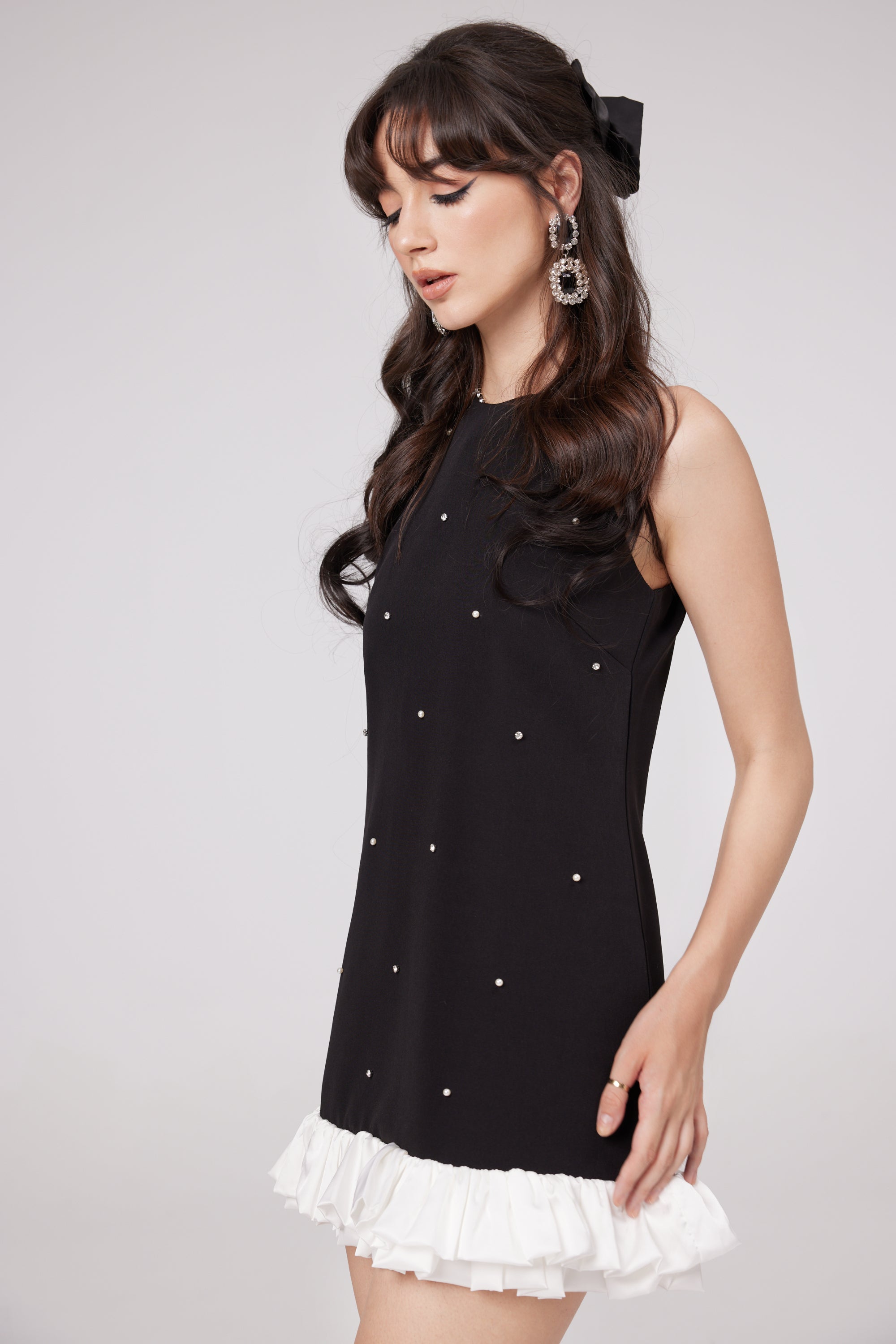 Eléa black embellished mini dress