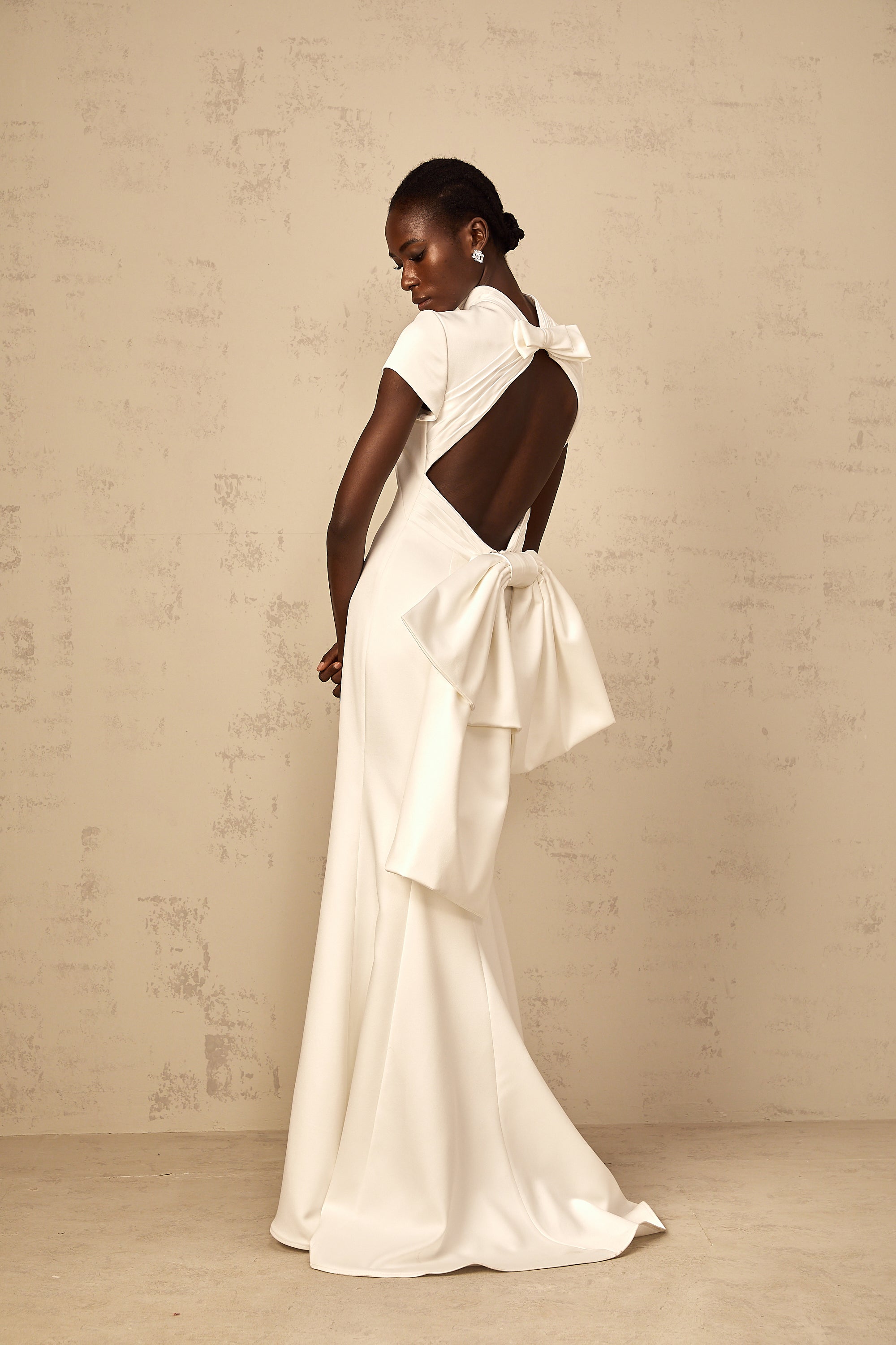 Camille White Statement Bow Mermaid Maxi Dress