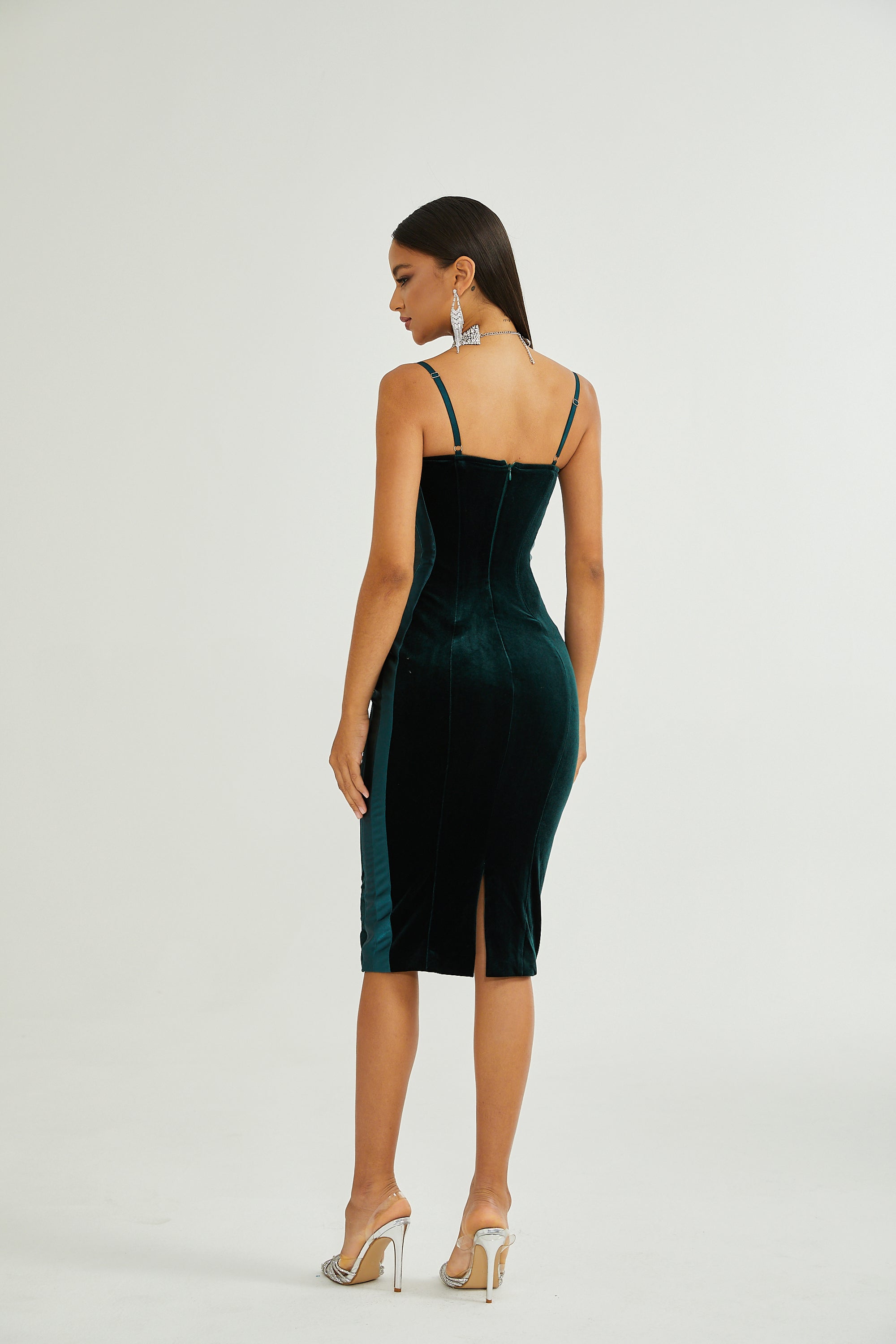 Muriel green bustier midi dress