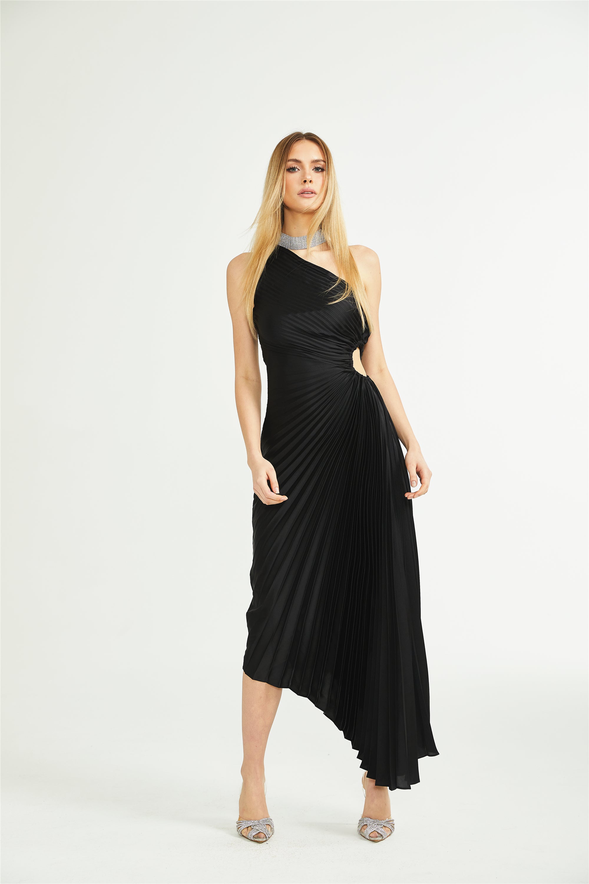 Sandrine fully-pleated asymmetric maxi dress