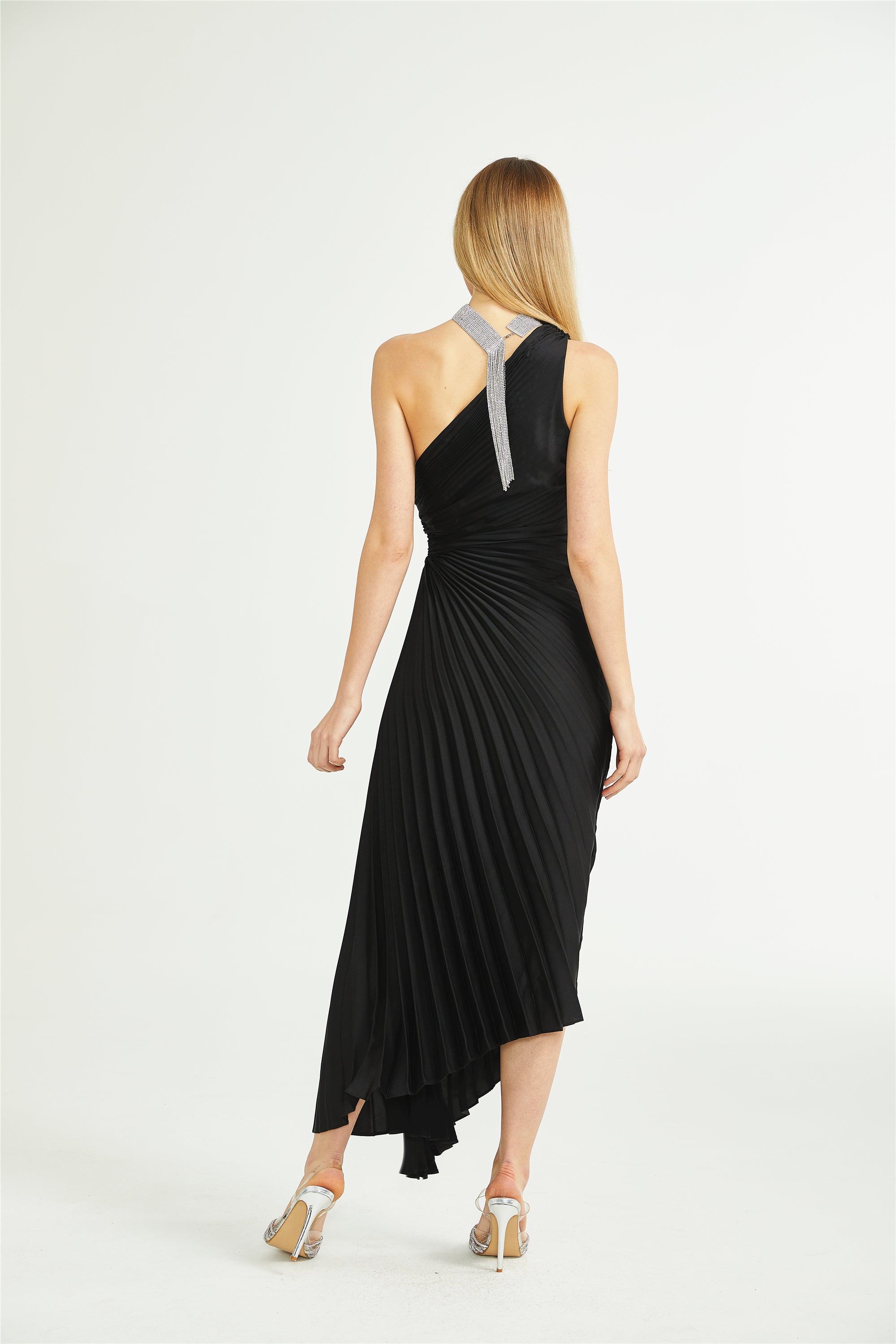 Sandrine fully-pleated asymmetric maxi dress