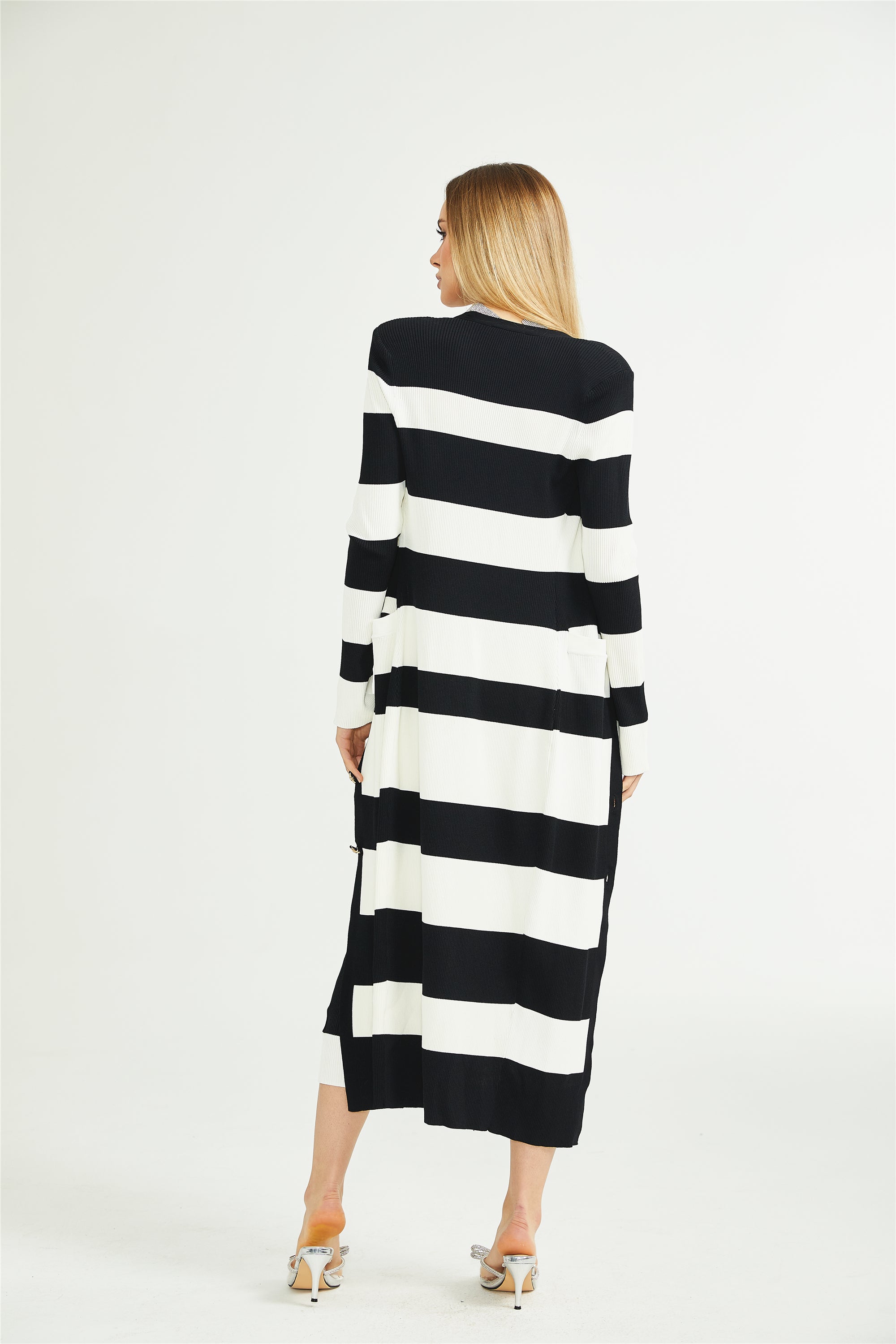 Fabienne striped long cardigan & dress matching set