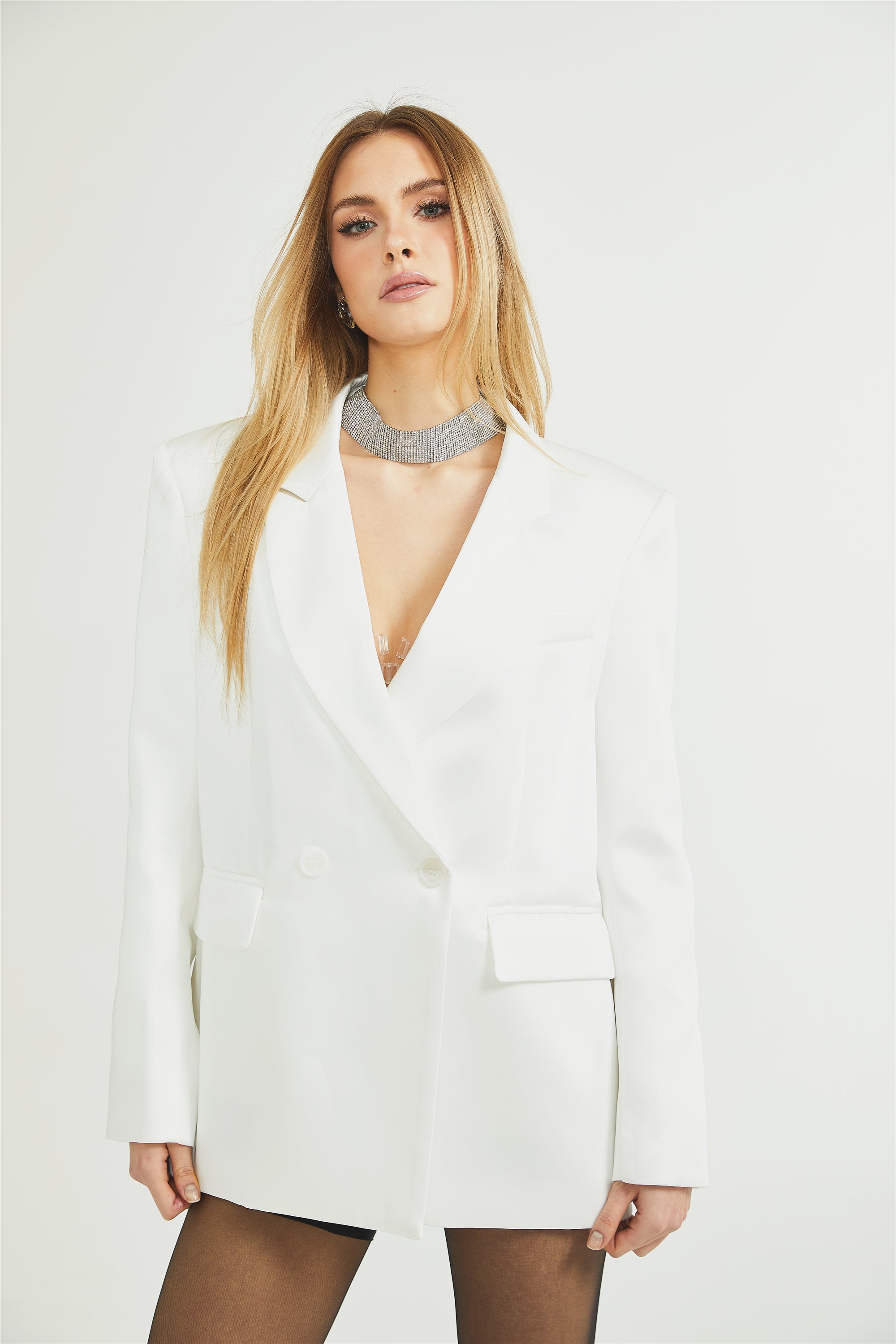 Fabienne white satin jacket