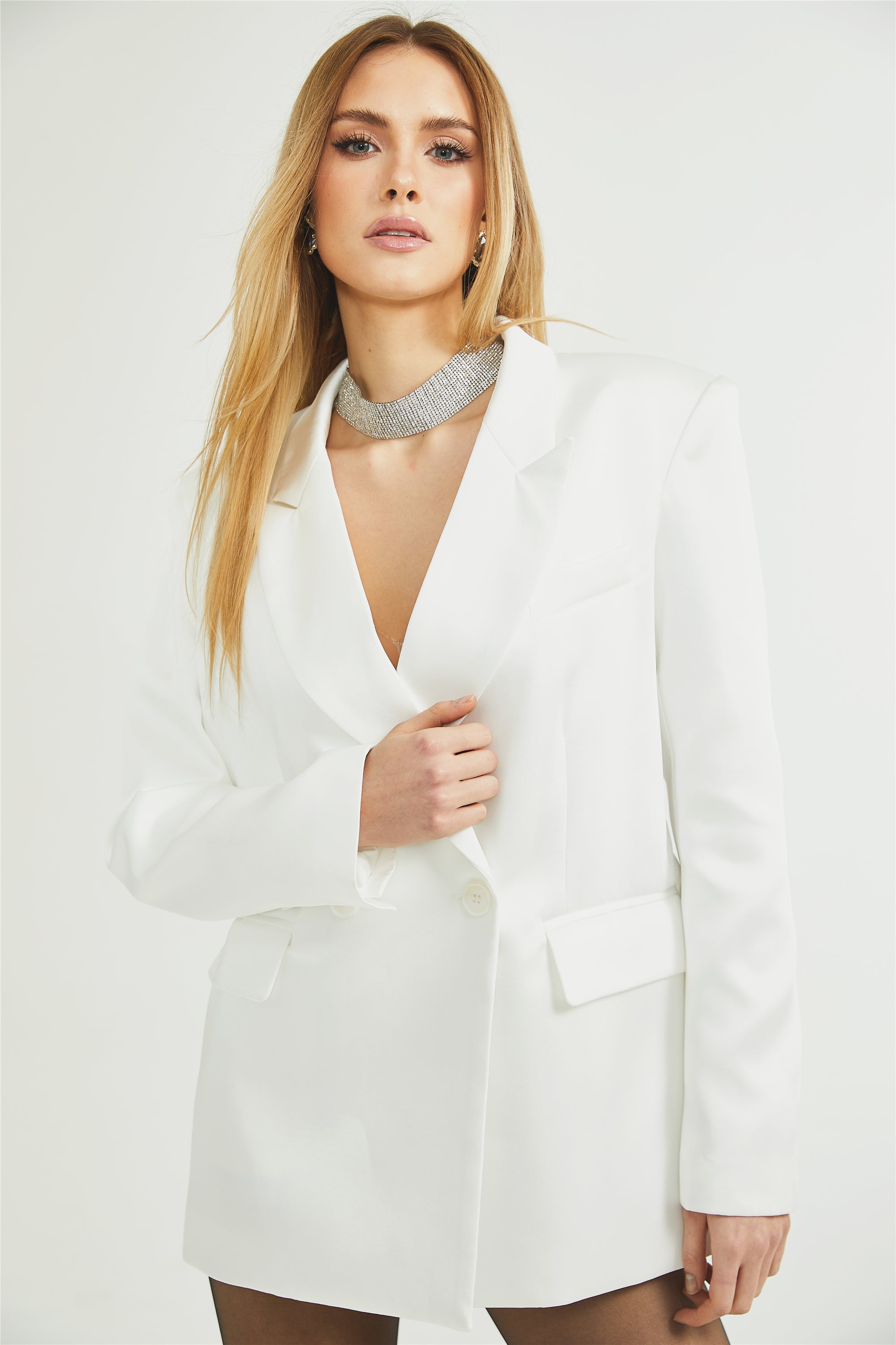 Fabienne white satin jacket