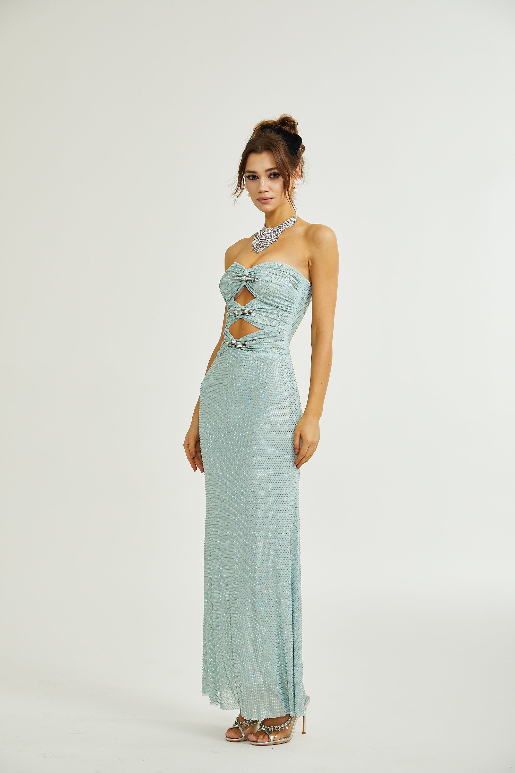 Sebille embellished bow-detail maxi dress