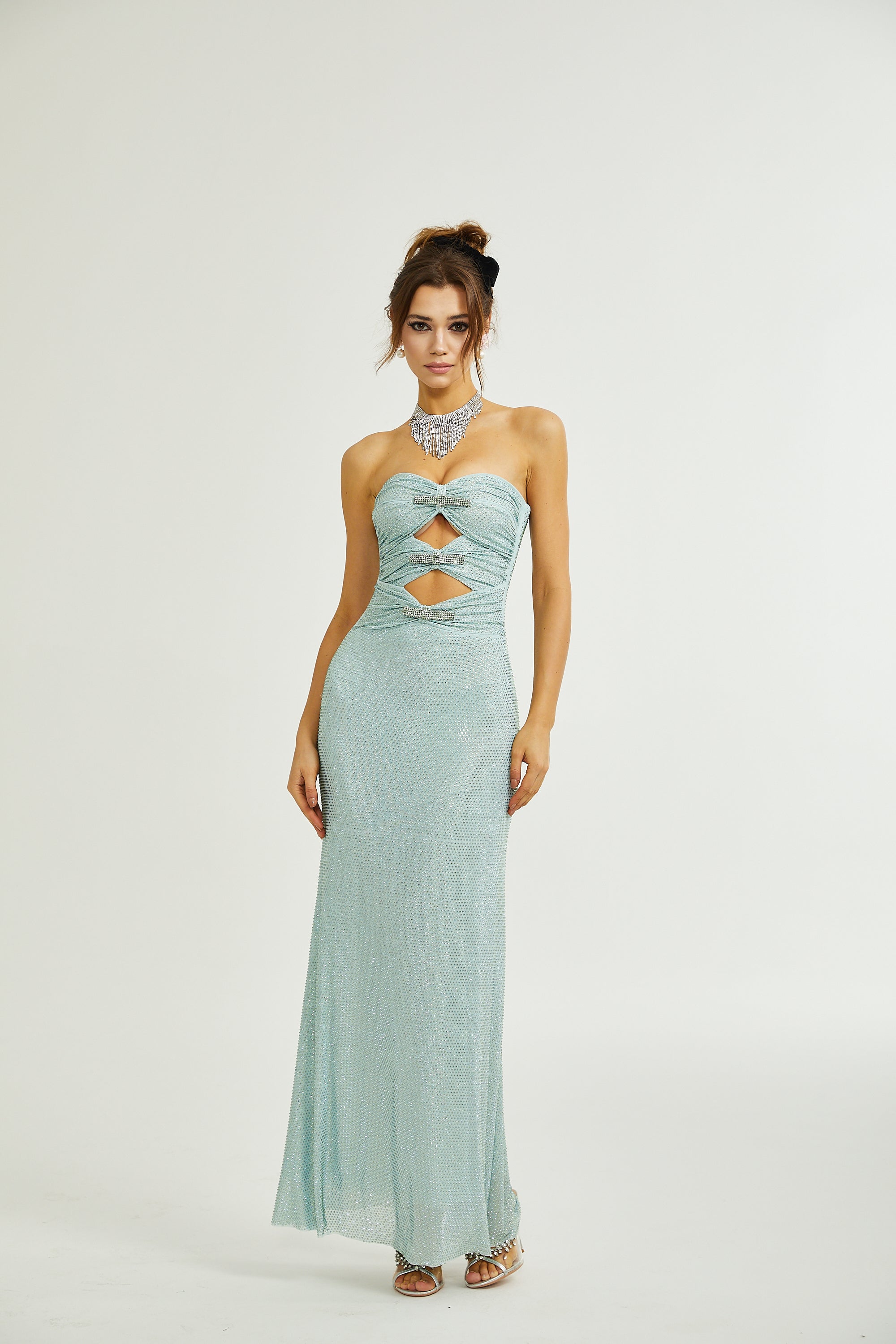 Sebille embellished bow-detail maxi dress