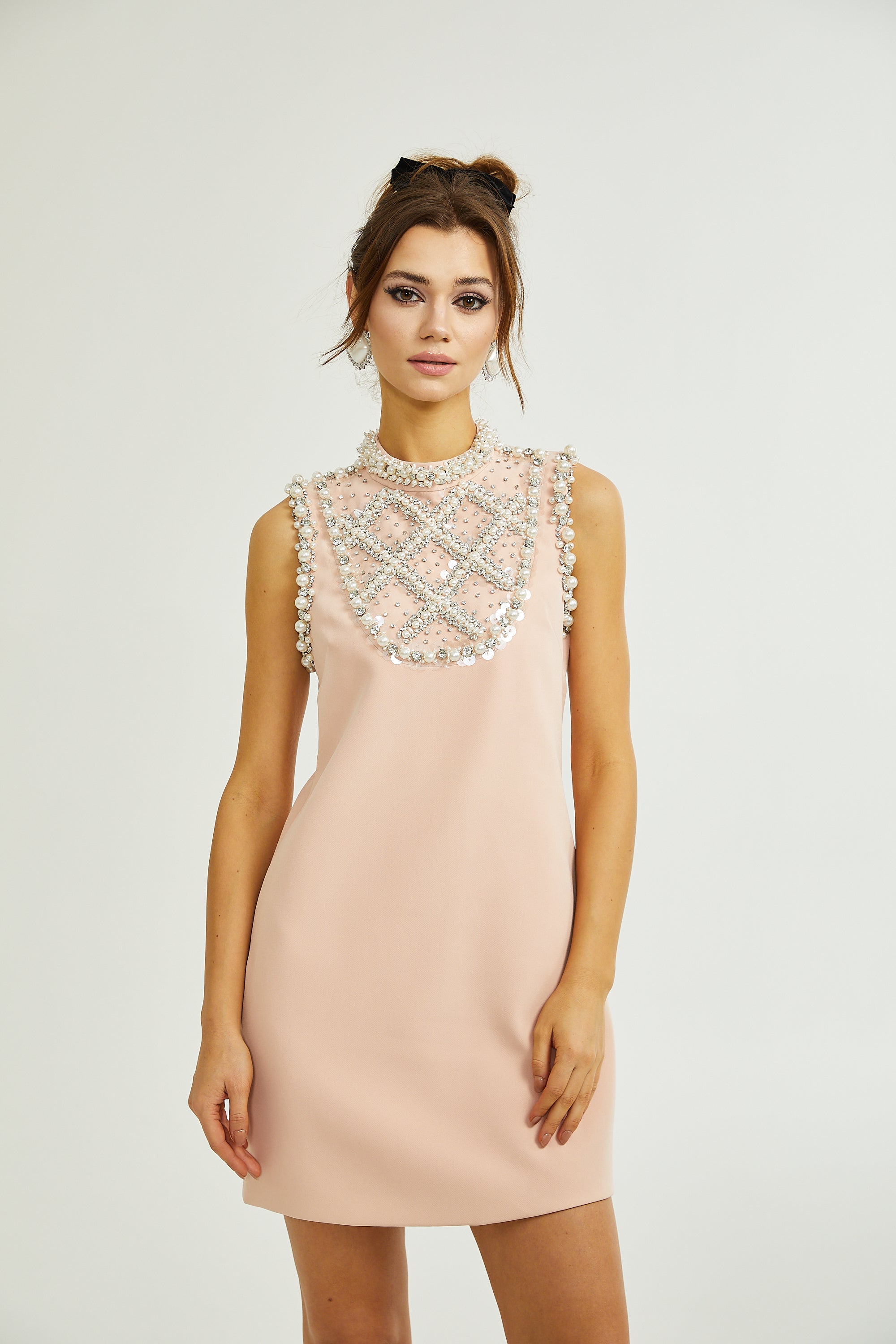 Cesca embellished sleeveless mini dress