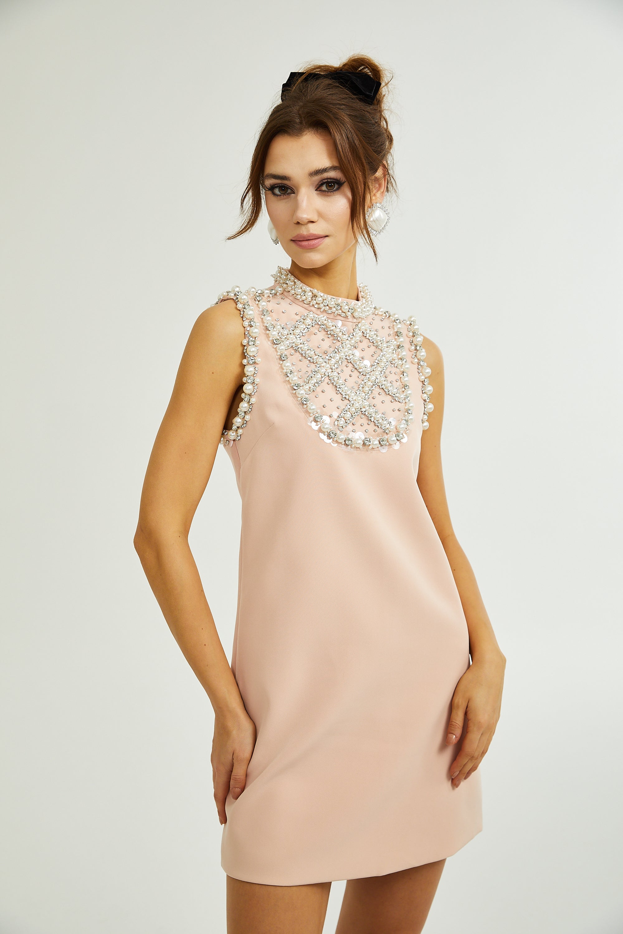 Cesca embellished sleeveless mini dress