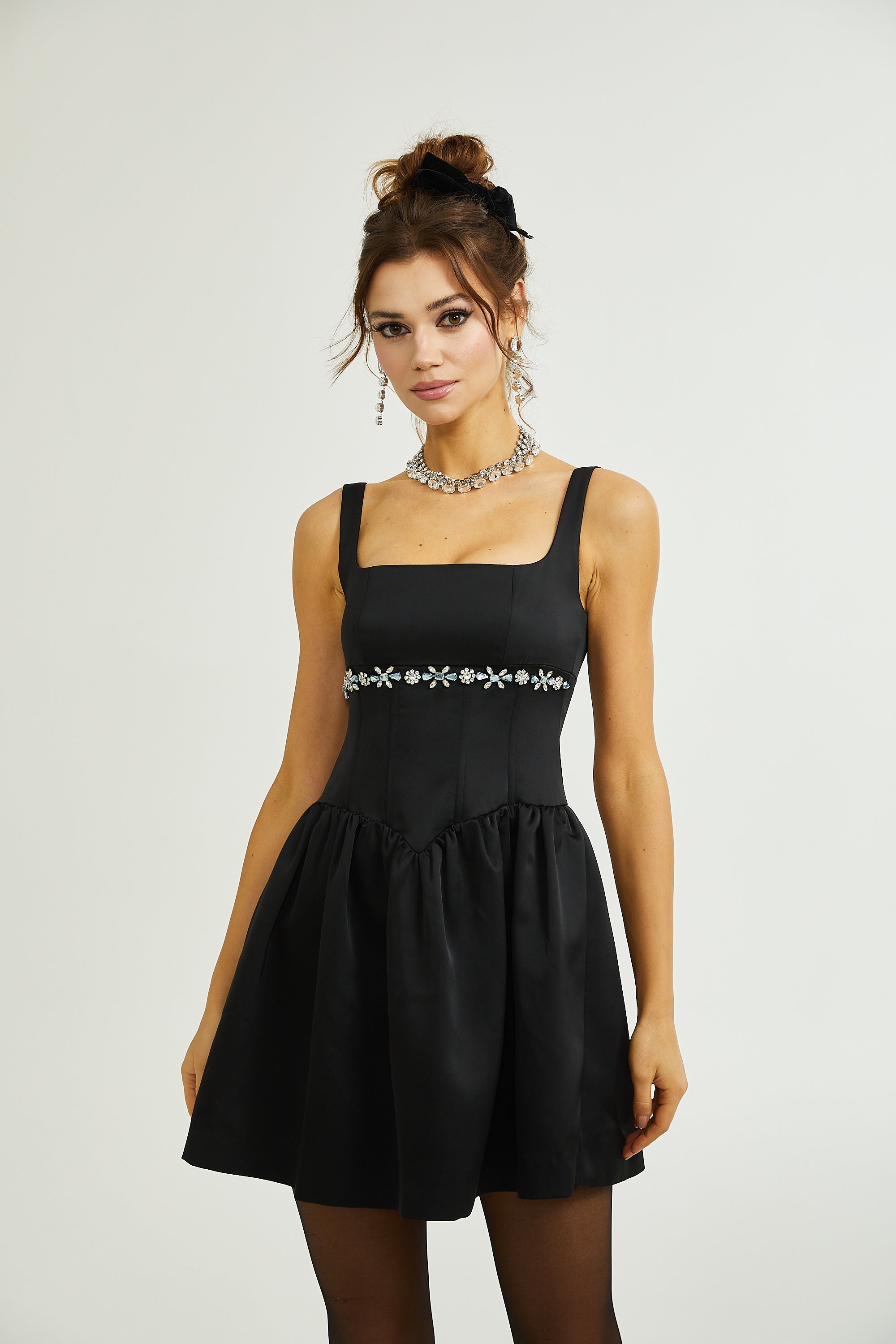 Delia embellished flared dress