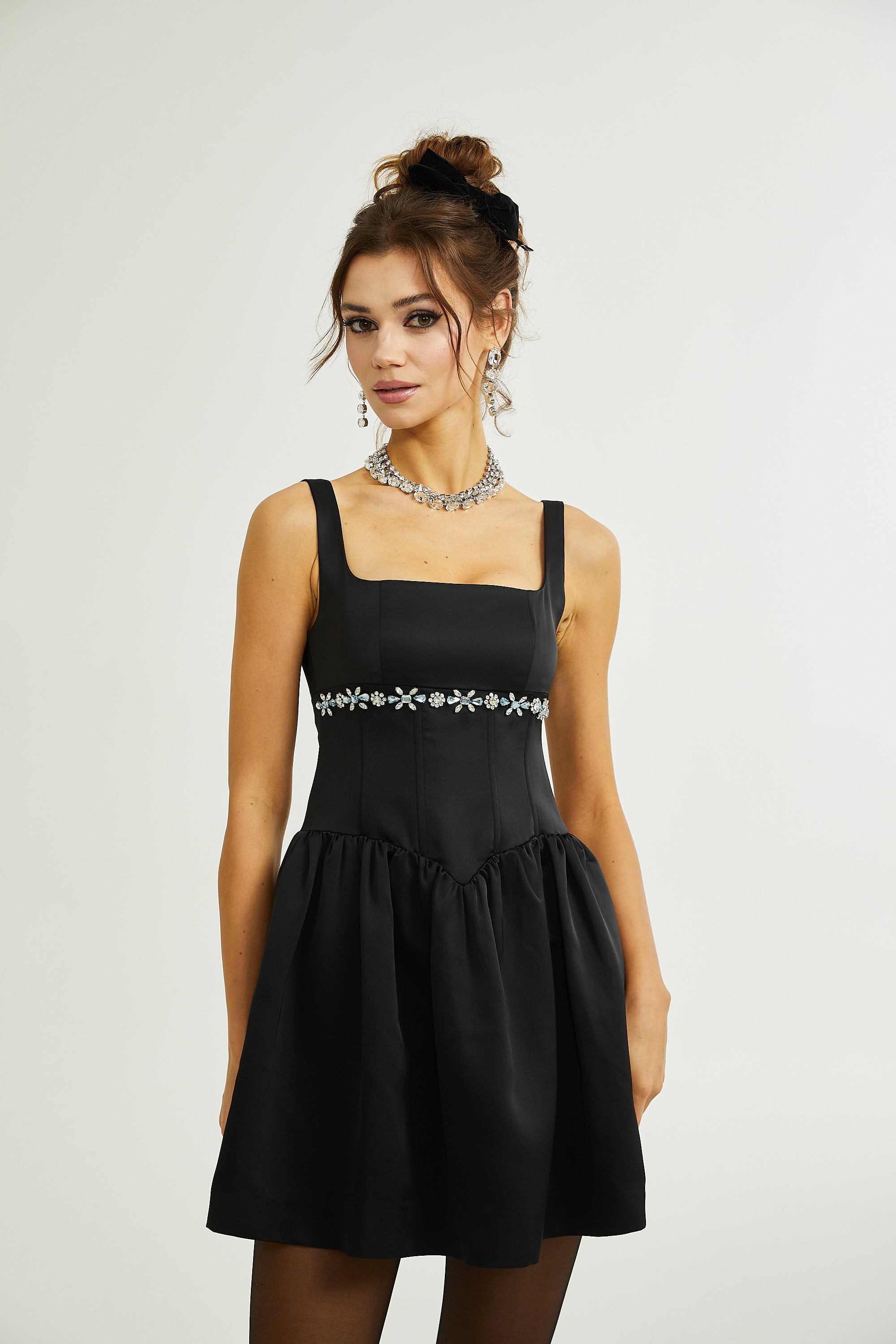 Delia embellished flared dress