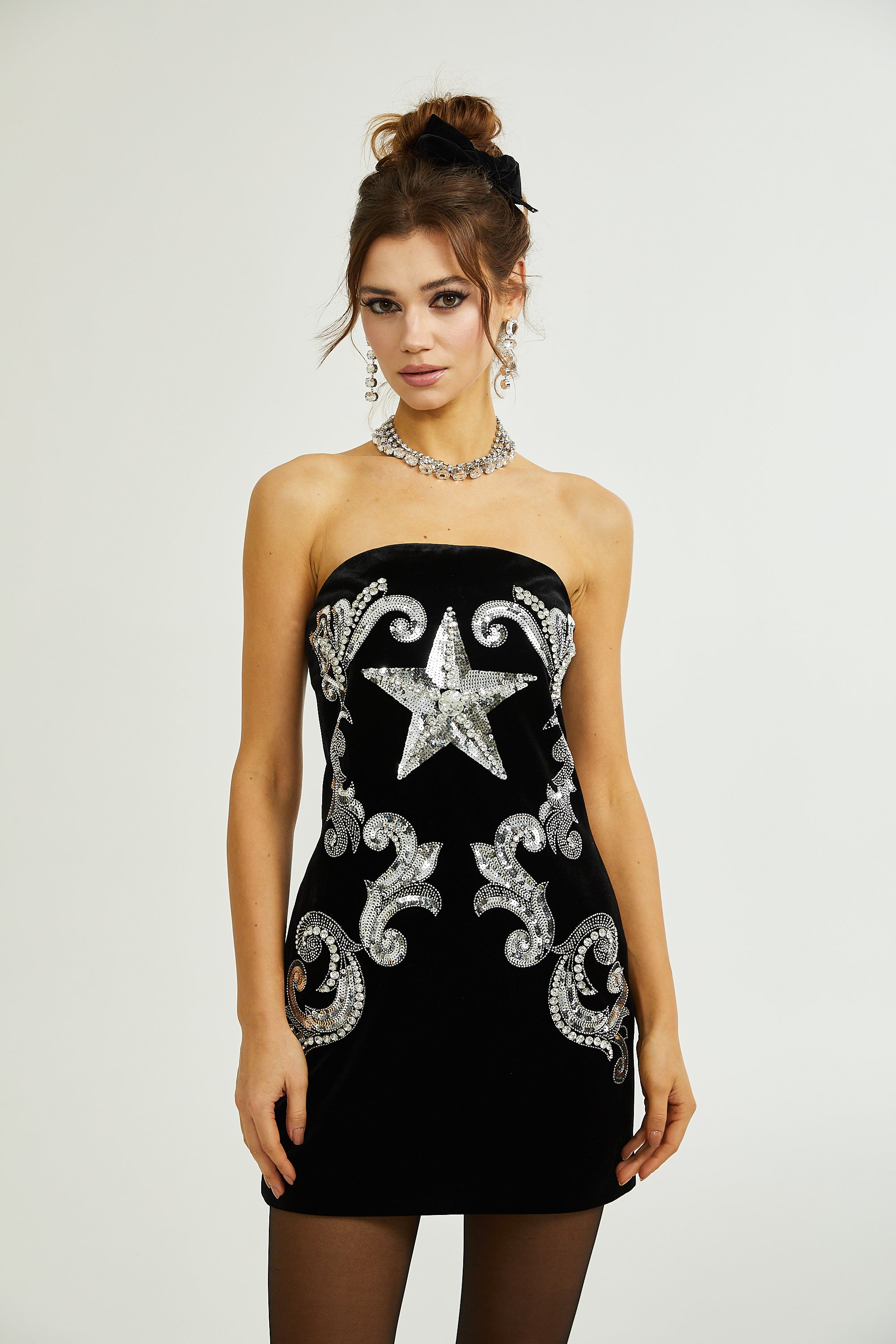 Jamiah embroidered-star mini dress