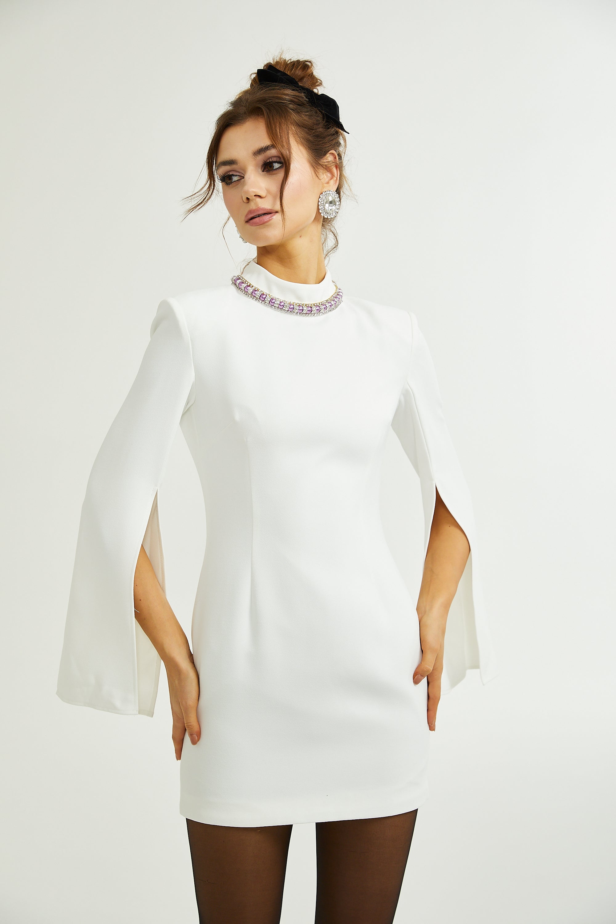 Claretta split-cuffs embellished dress