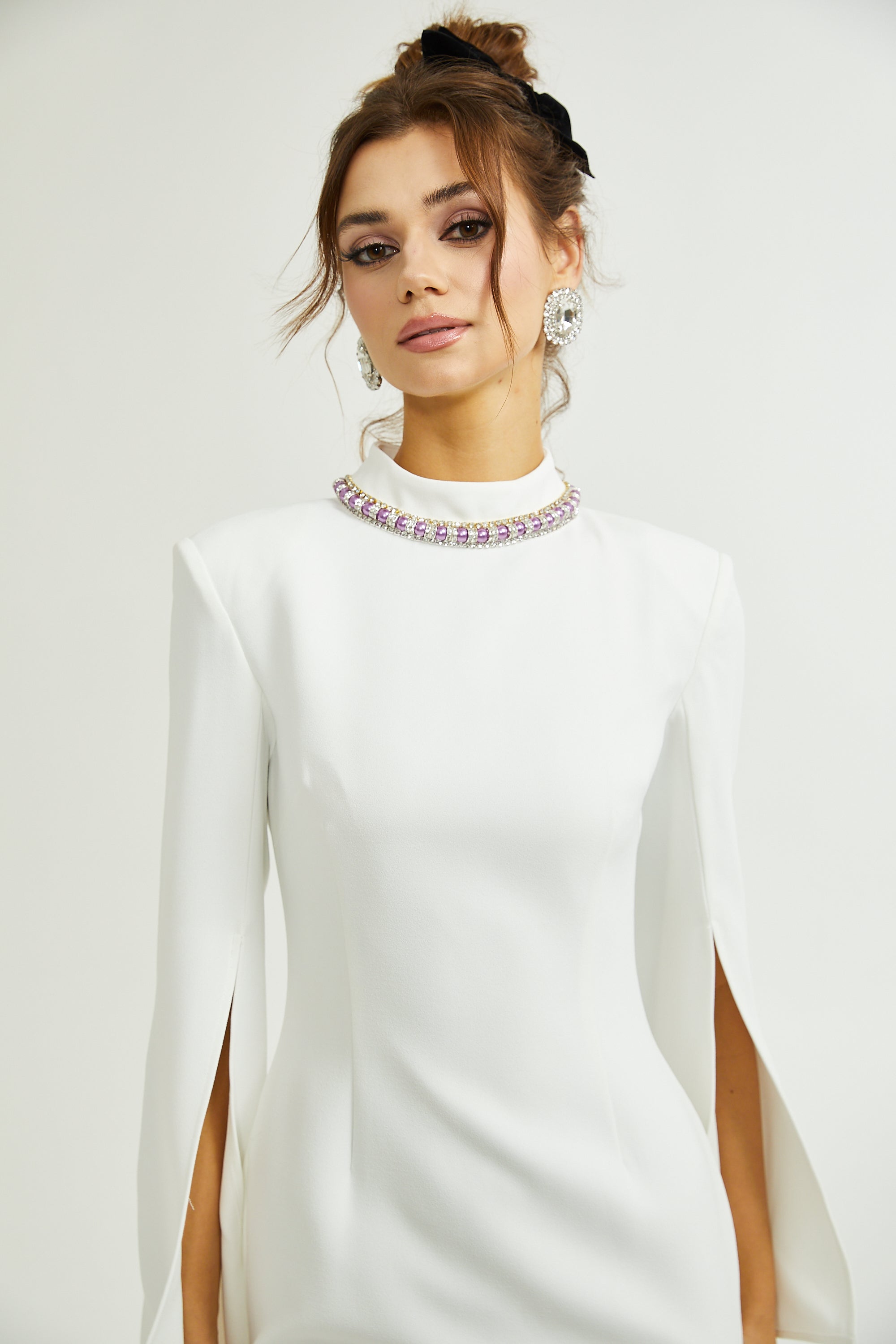 Claretta split-cuffs embellished dress