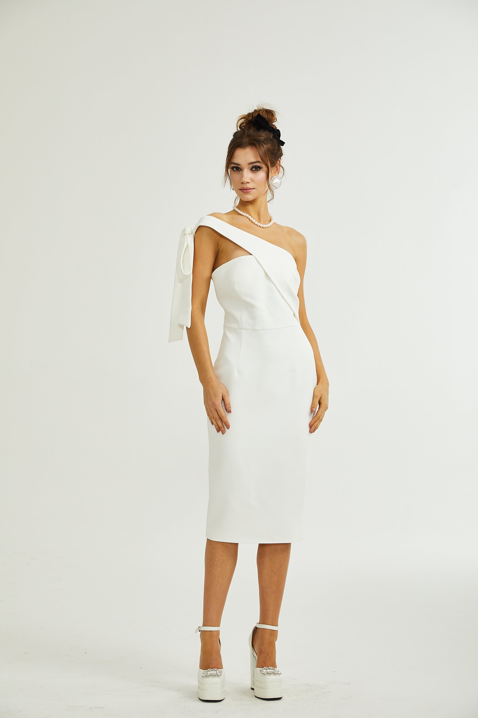 Nadine mono-shoulder midi dress