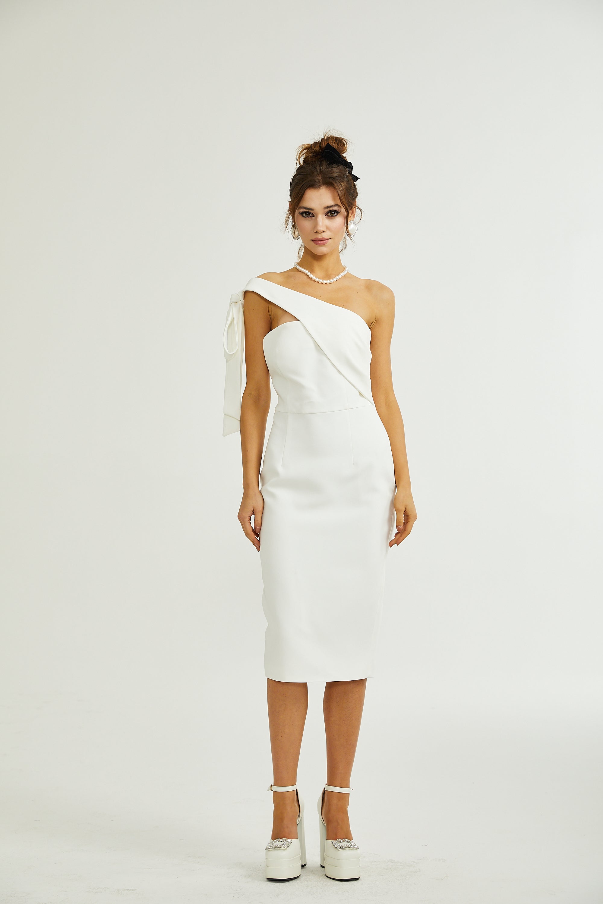 Nadine mono-shoulder midi dress