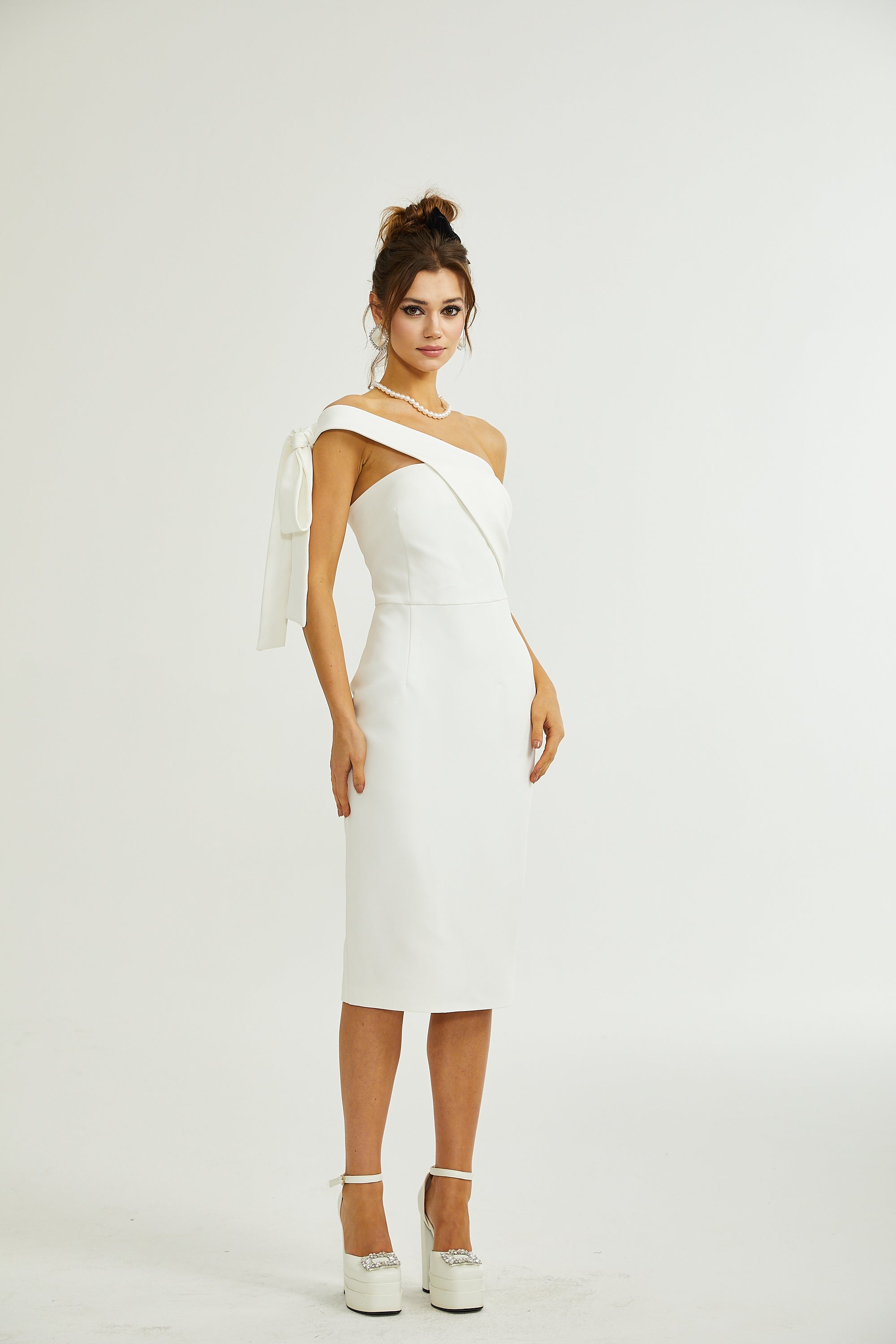 Nadine mono-shoulder midi dress