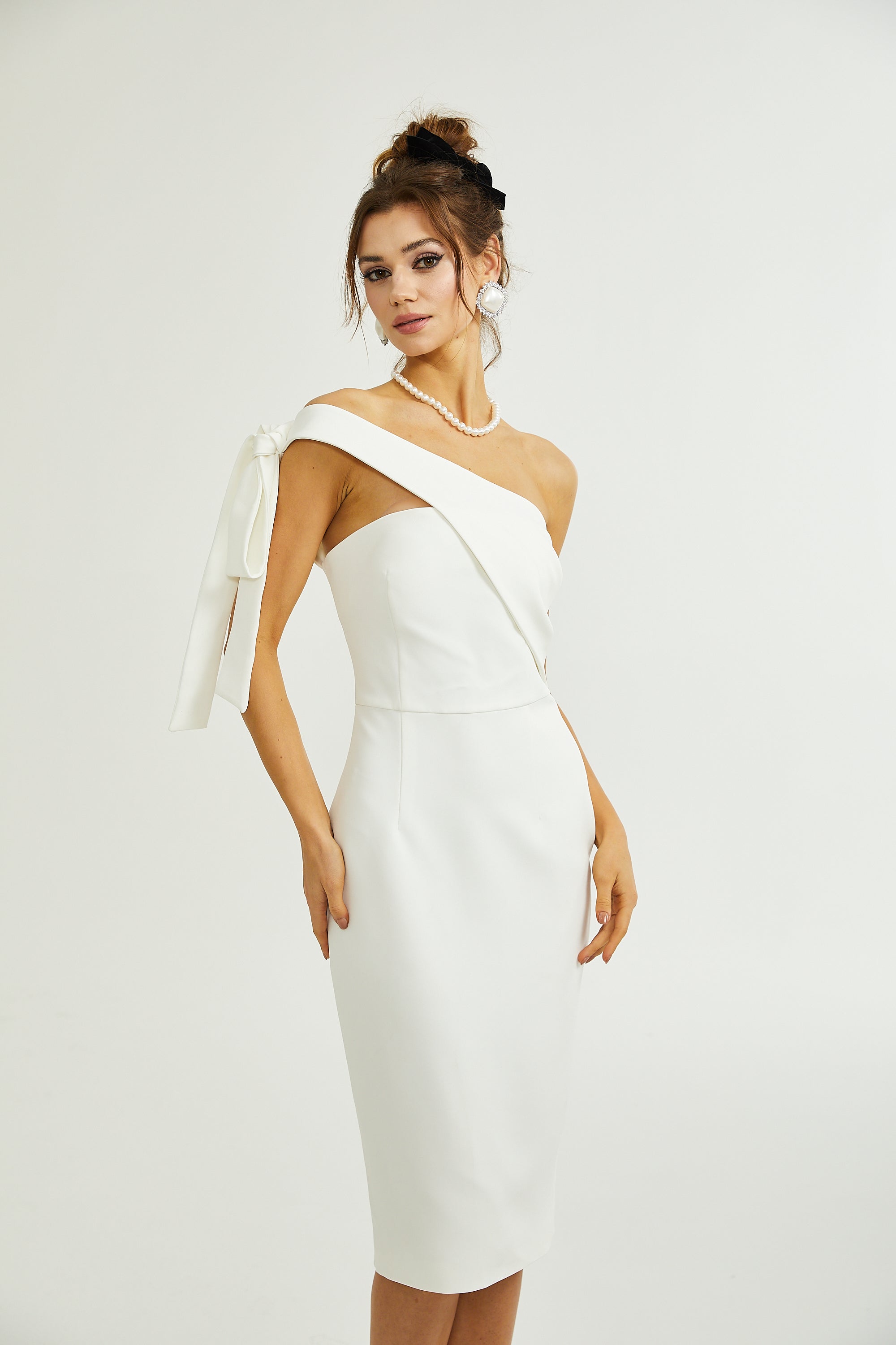 Nadine mono-shoulder midi dress