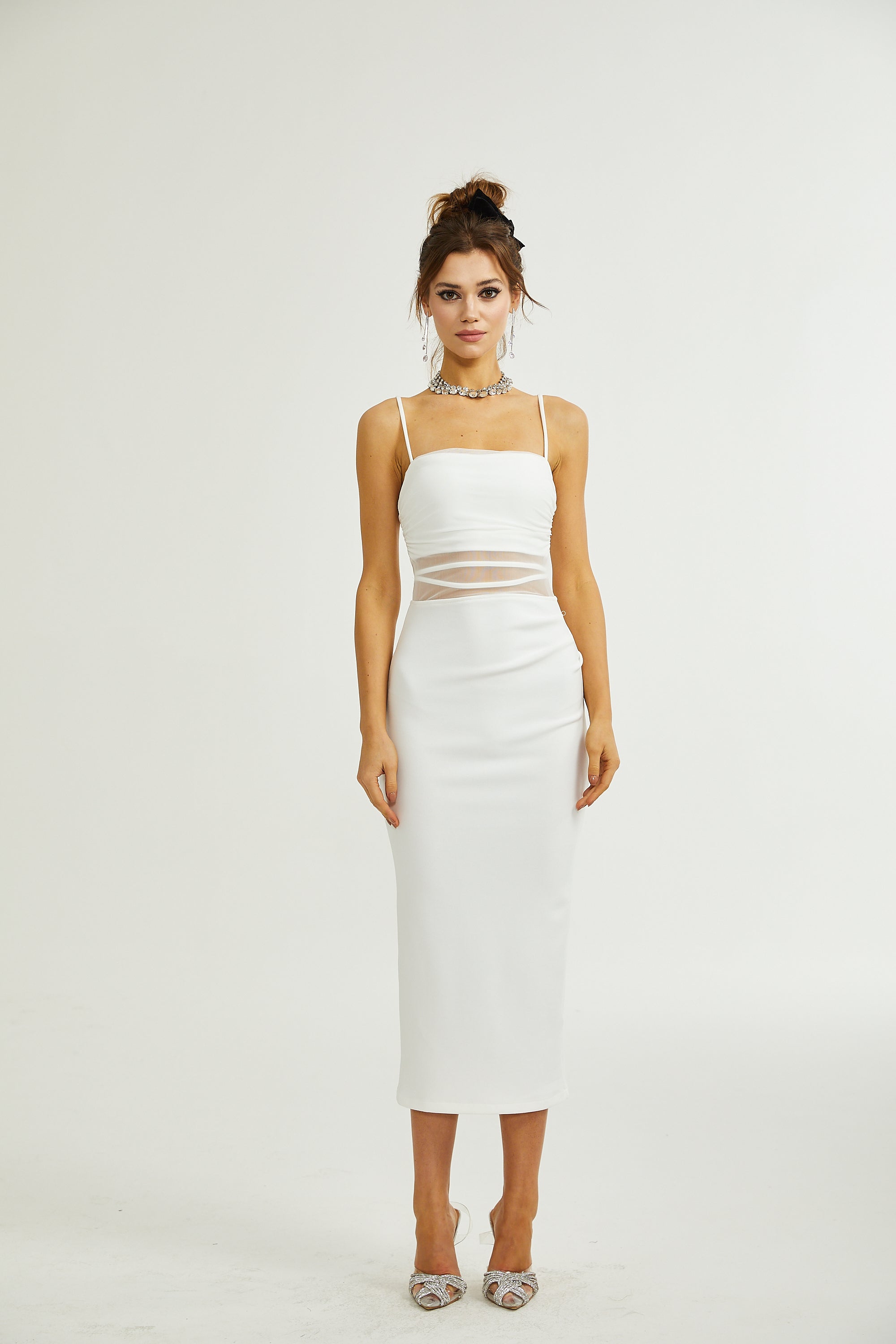 Hermine semi-sheer midi dress