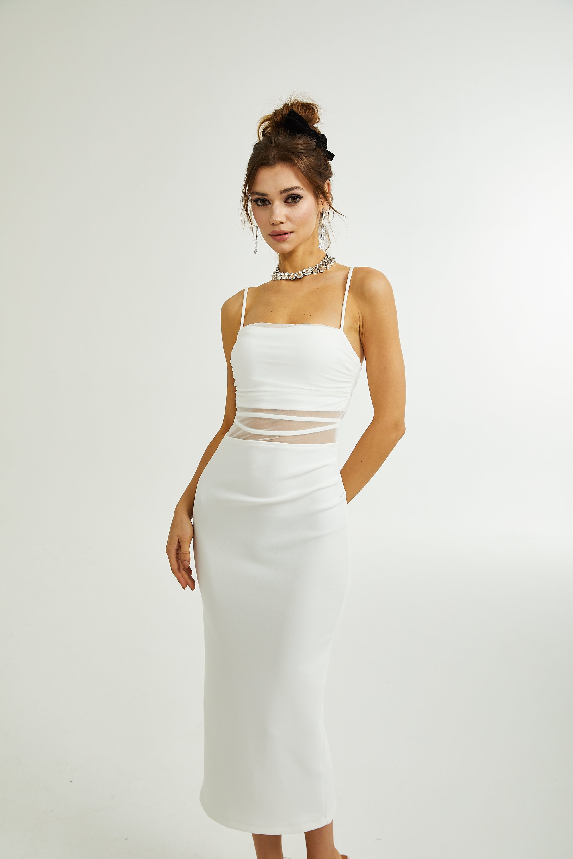 Hermine semi-sheer midi dress