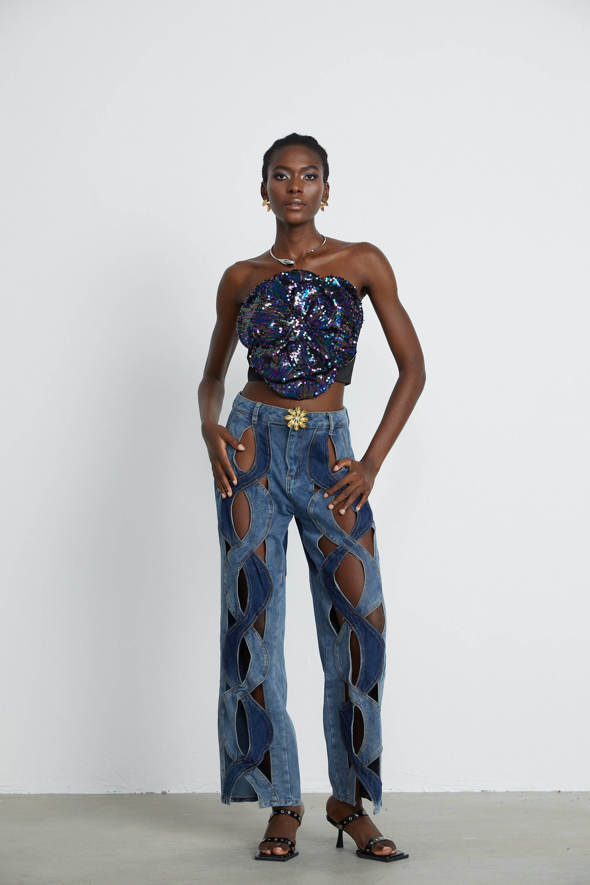 Saira embellished floral top