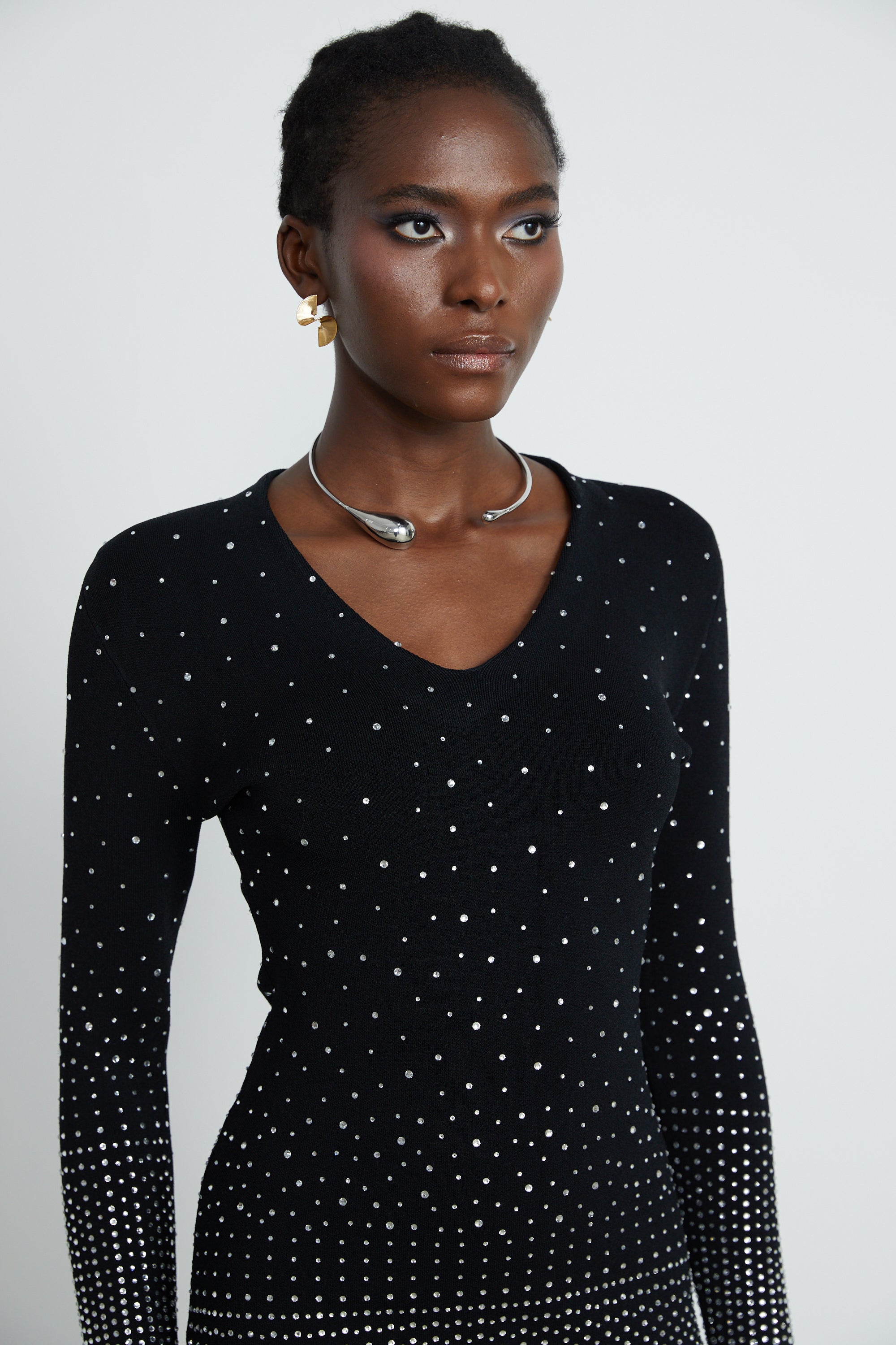 Fabrizia V-neck rhinestone-embellished mini dress