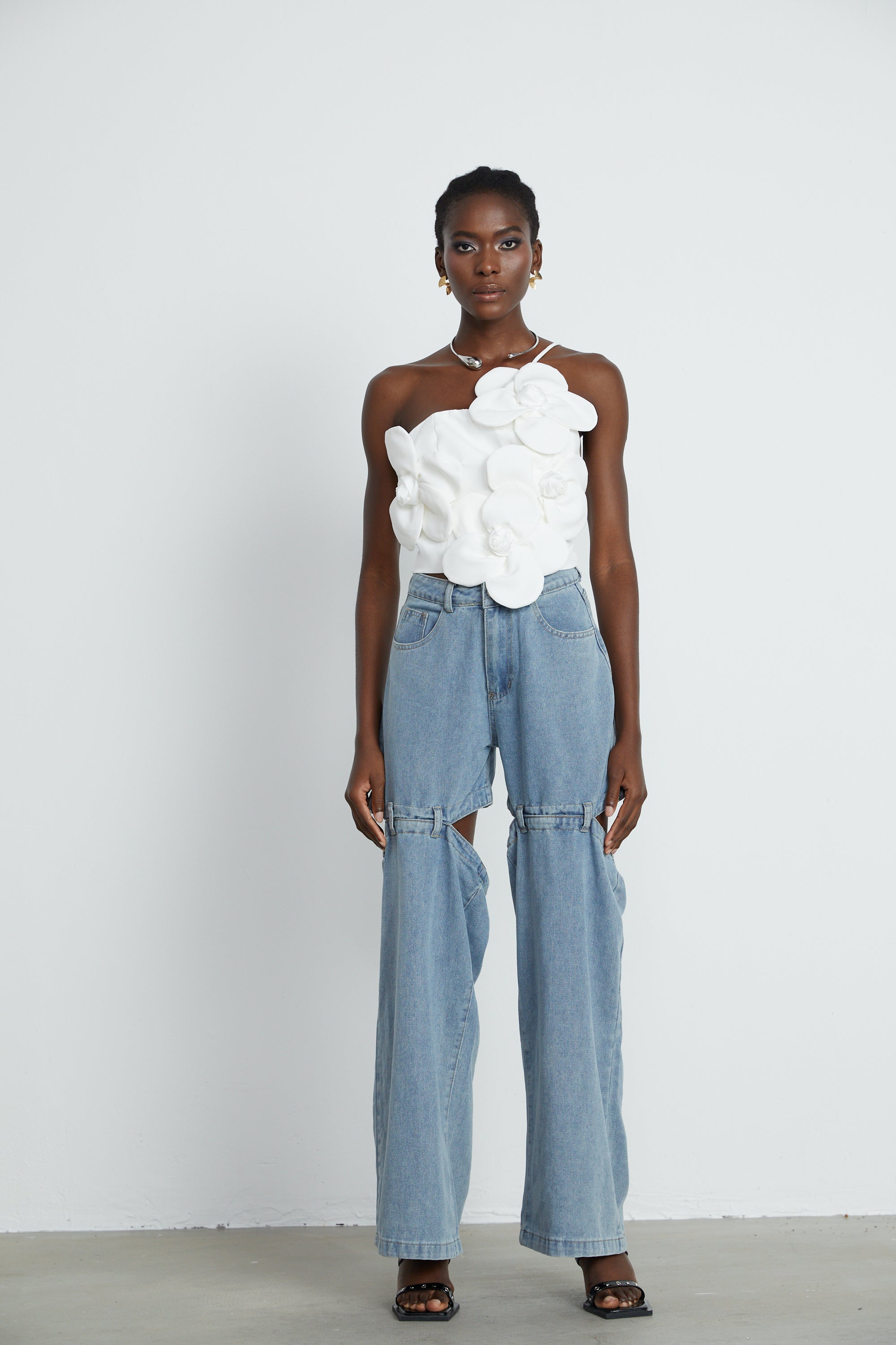 Céleste cut-out wide-leg jeans