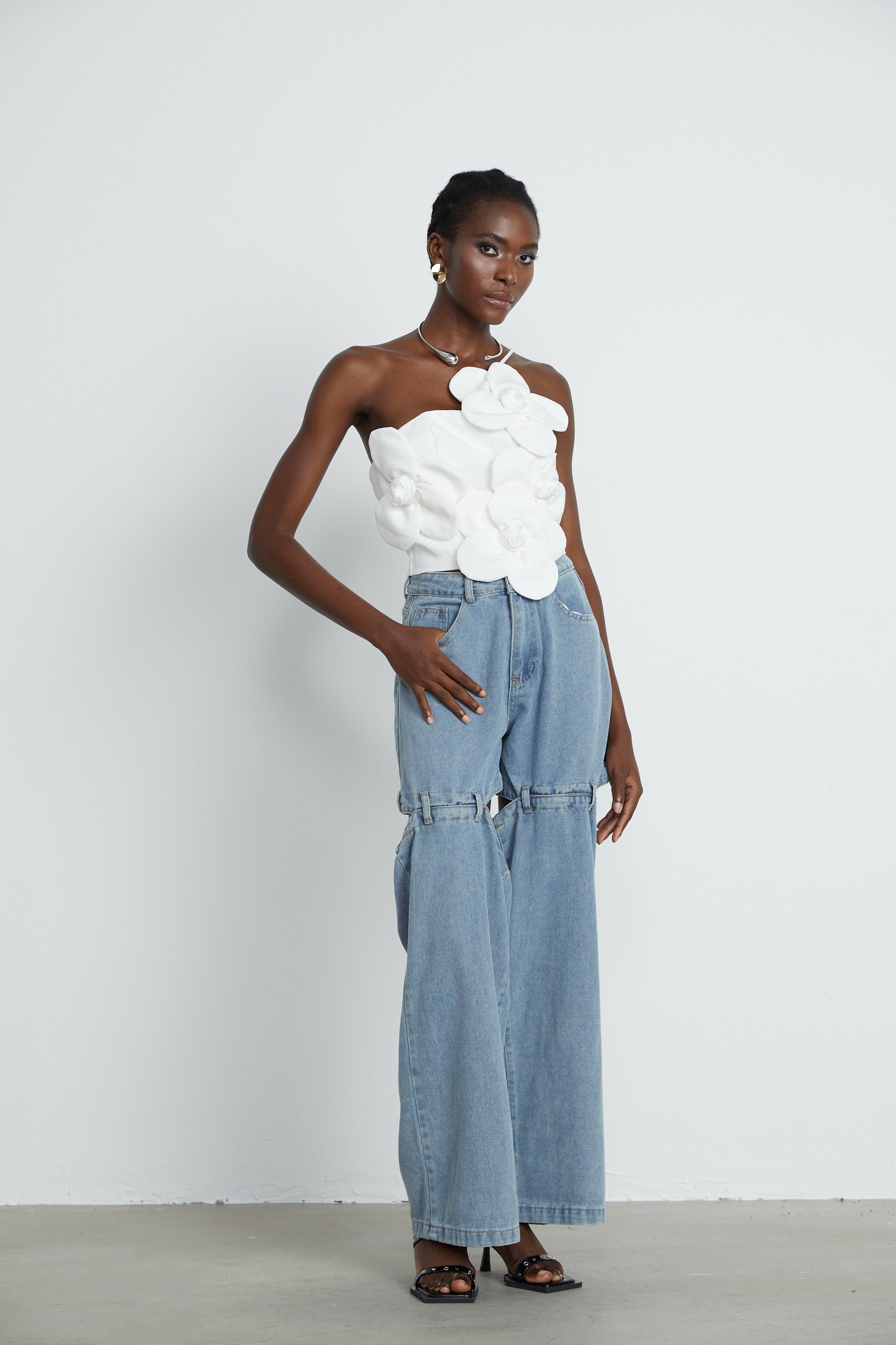 Céleste cut-out wide-leg jeans