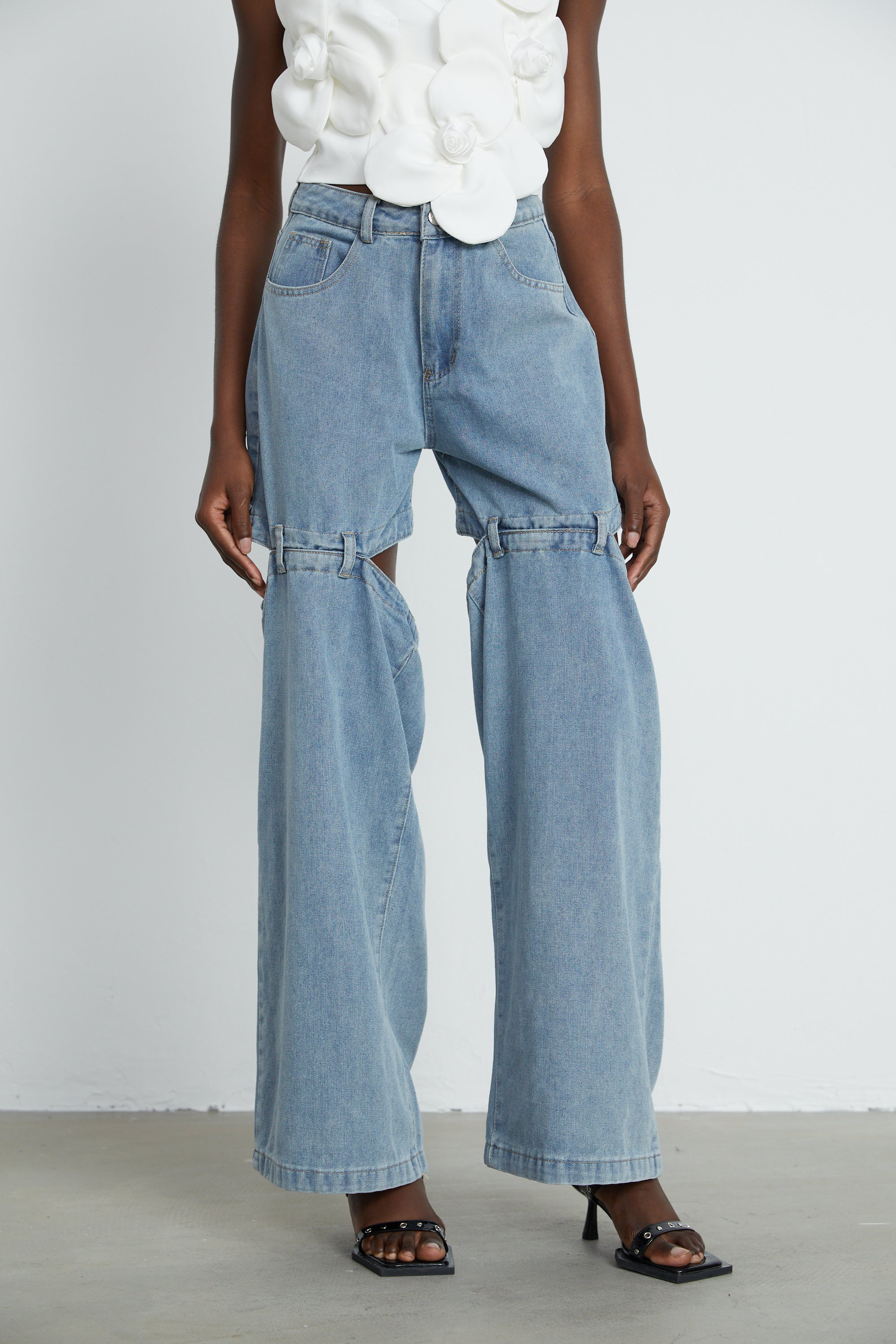 Céleste cut-out wide-leg jeans