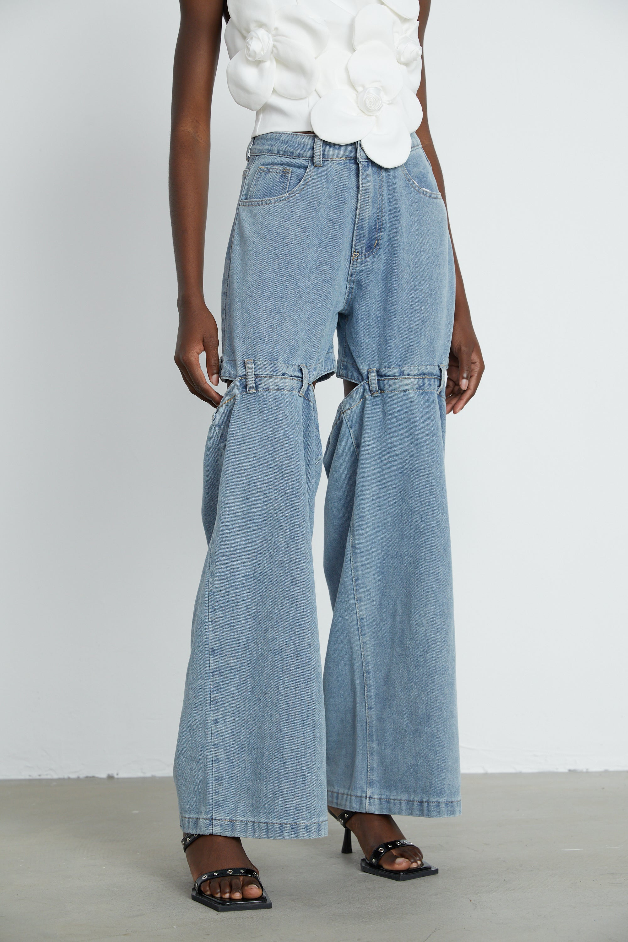 Céleste cut-out wide-leg jeans