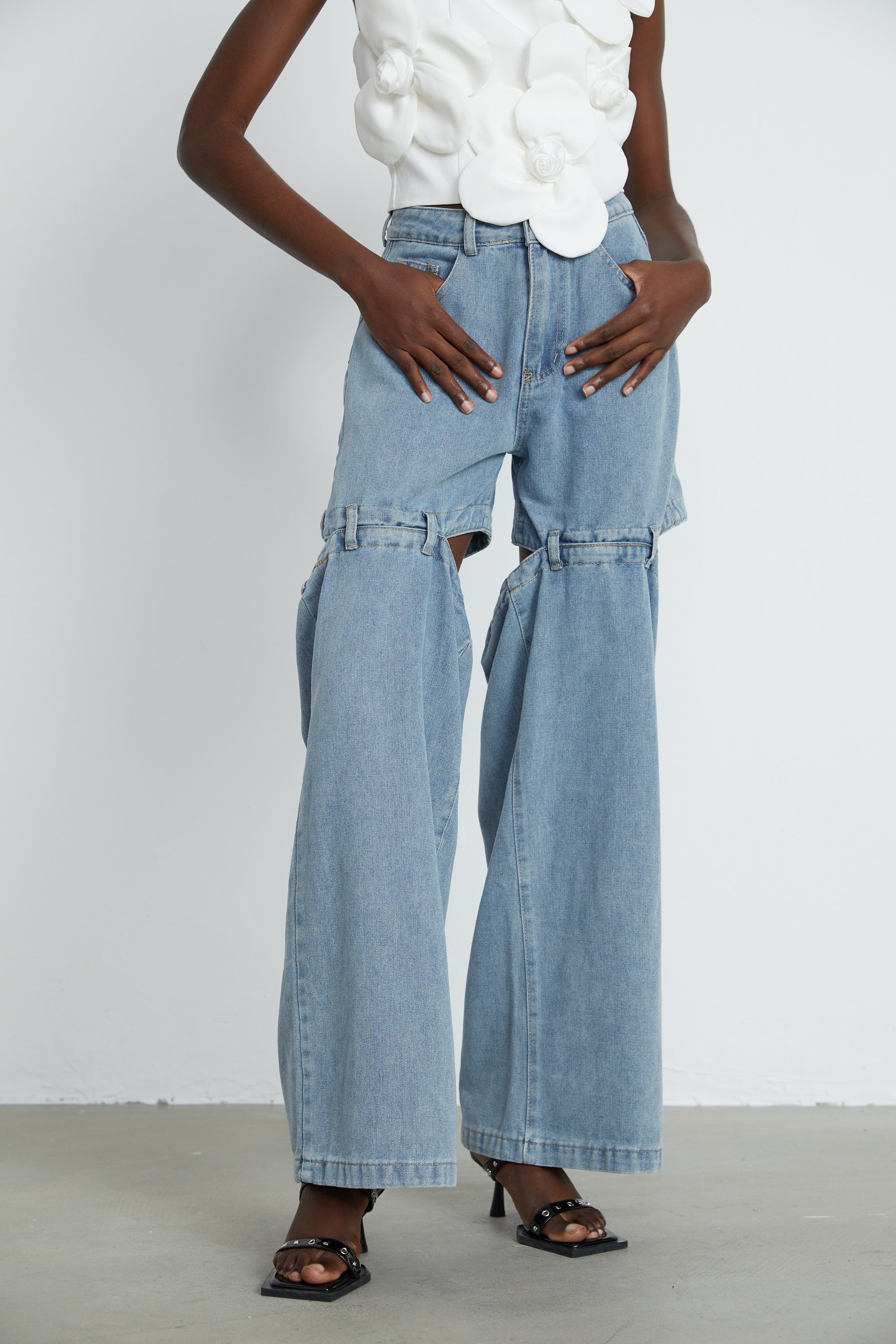 Céleste cut-out wide-leg jeans