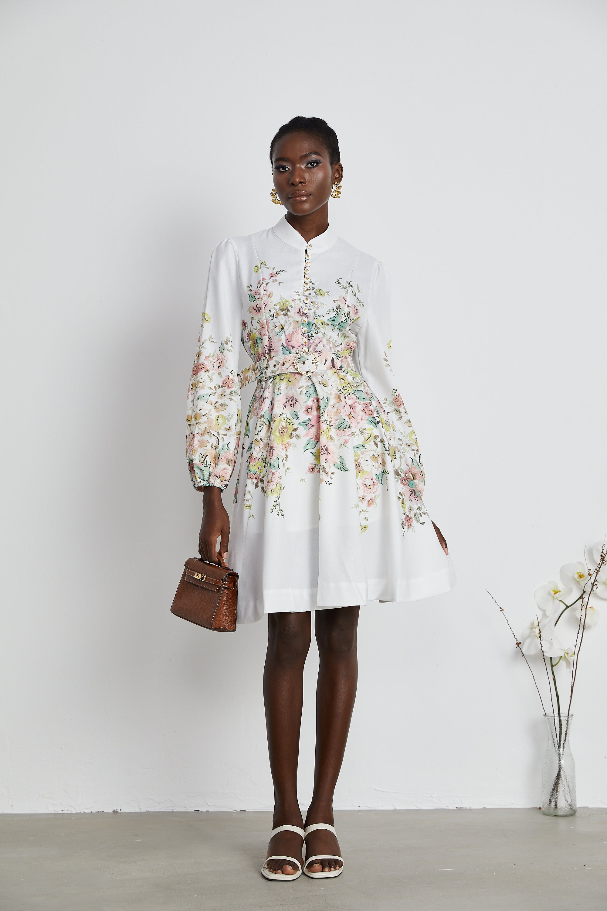 Claretta floral-print buttoned mini dress