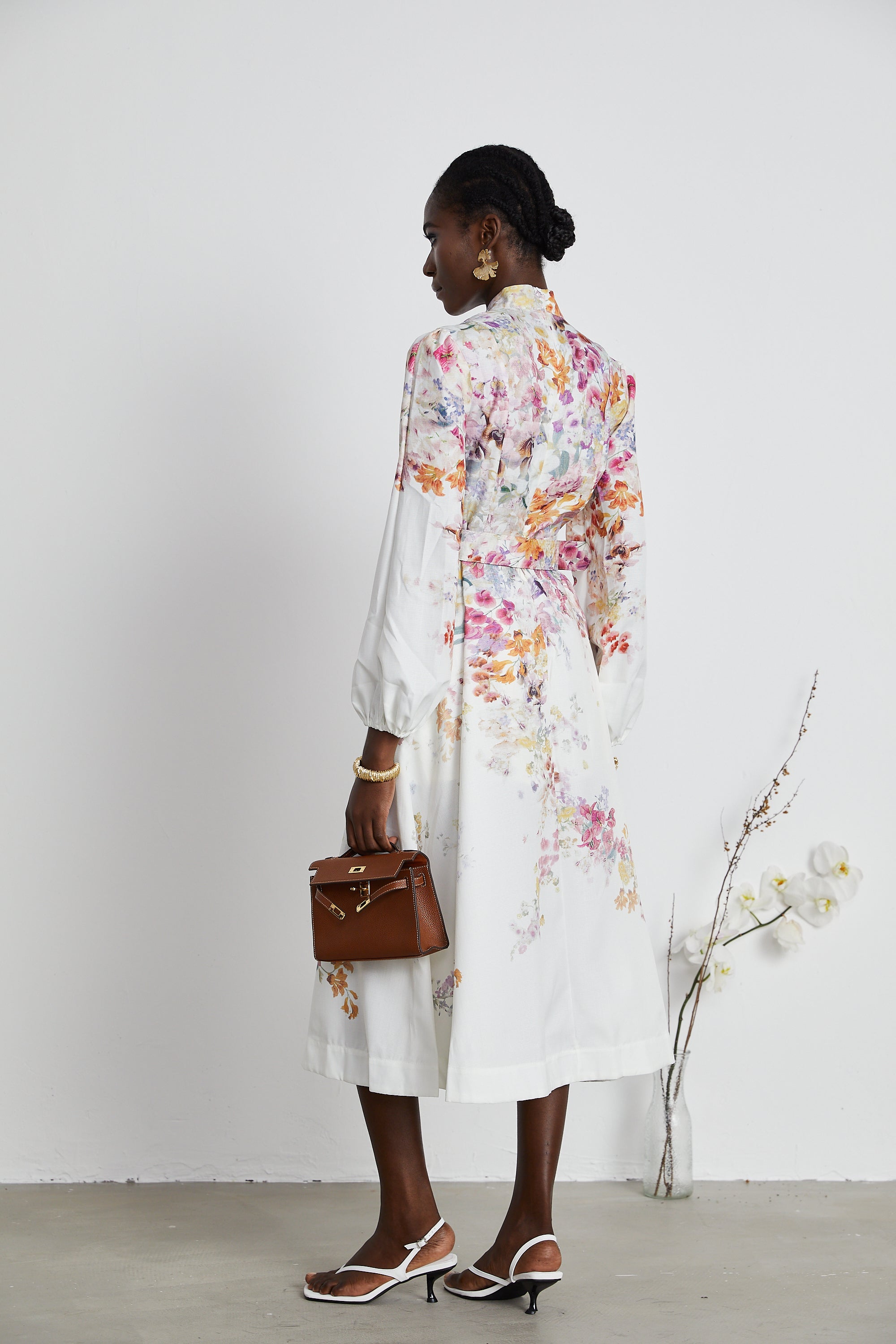 Gaëlle floral linen midi dress