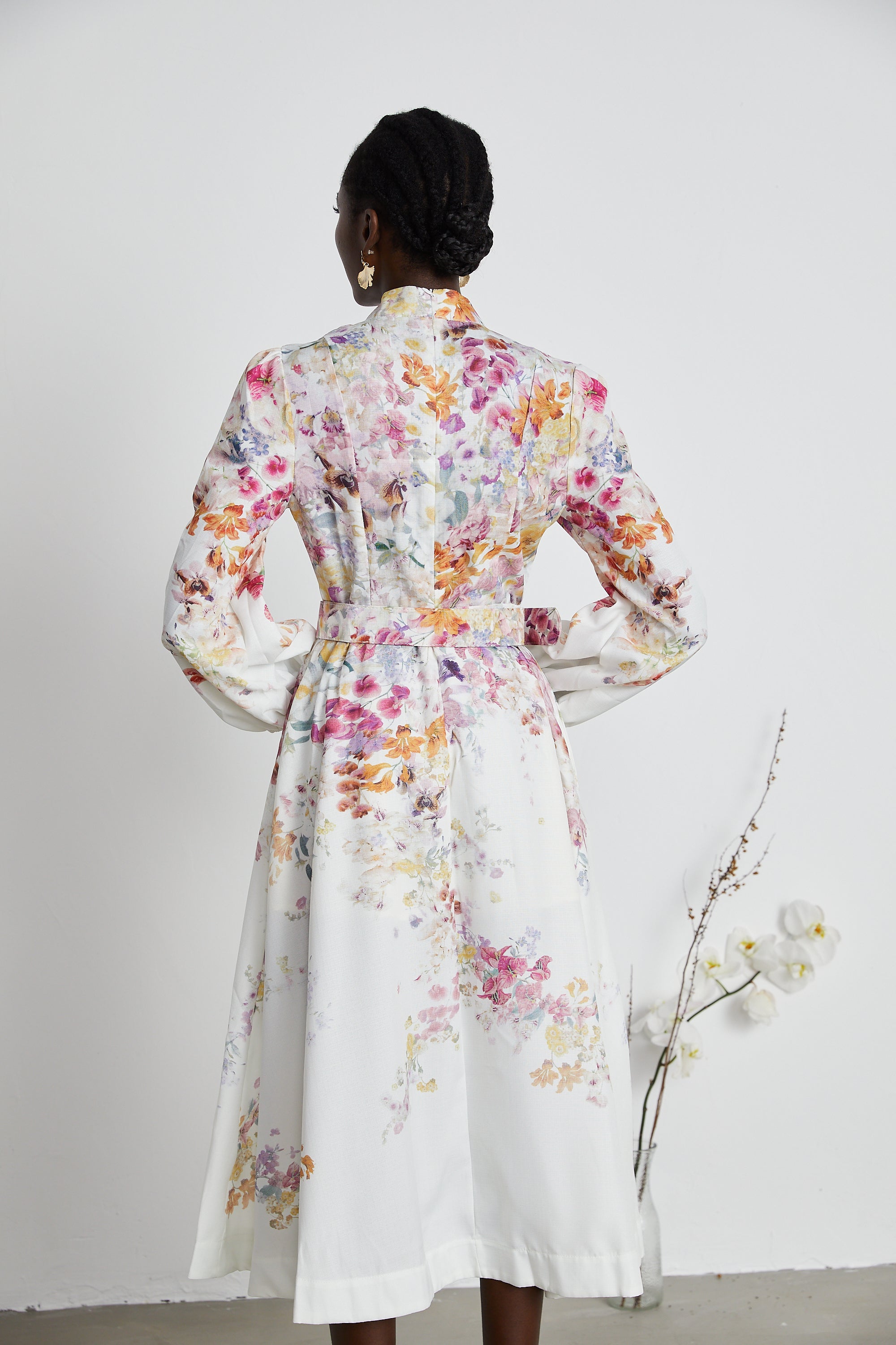 Gaëlle floral linen midi dress