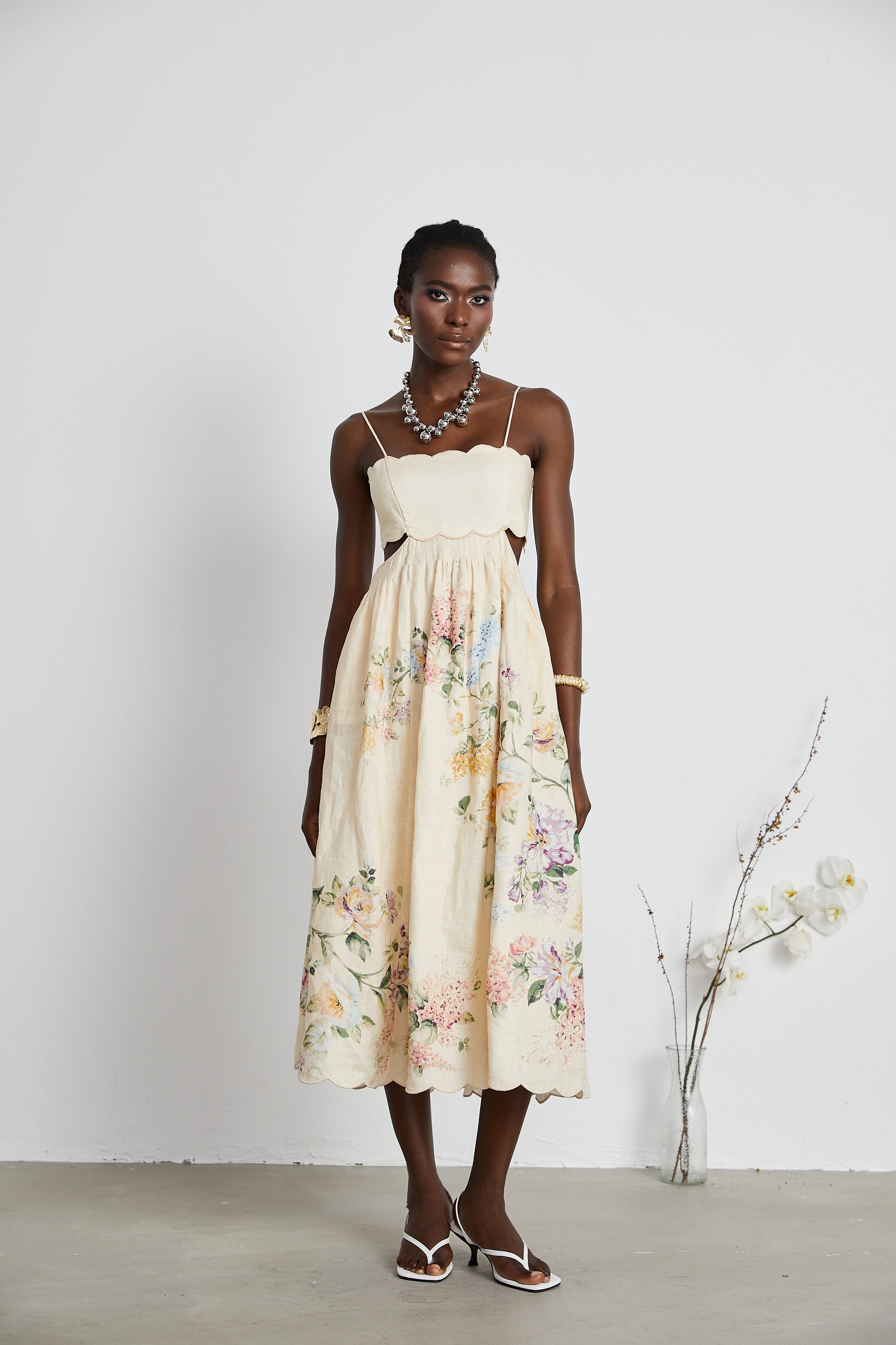 Abito midi Joséphine cut-out con stampa floreale 