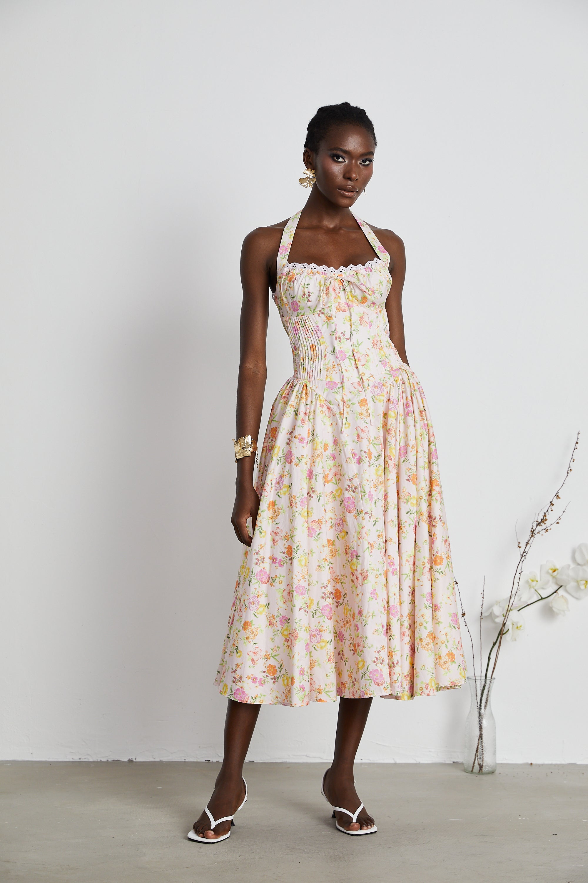 Odette floral-print halterneck midi dress