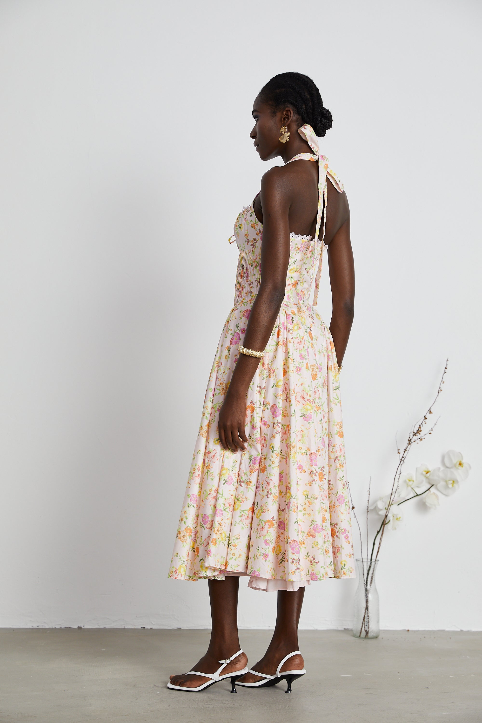 Odette floral-print halterneck midi dress