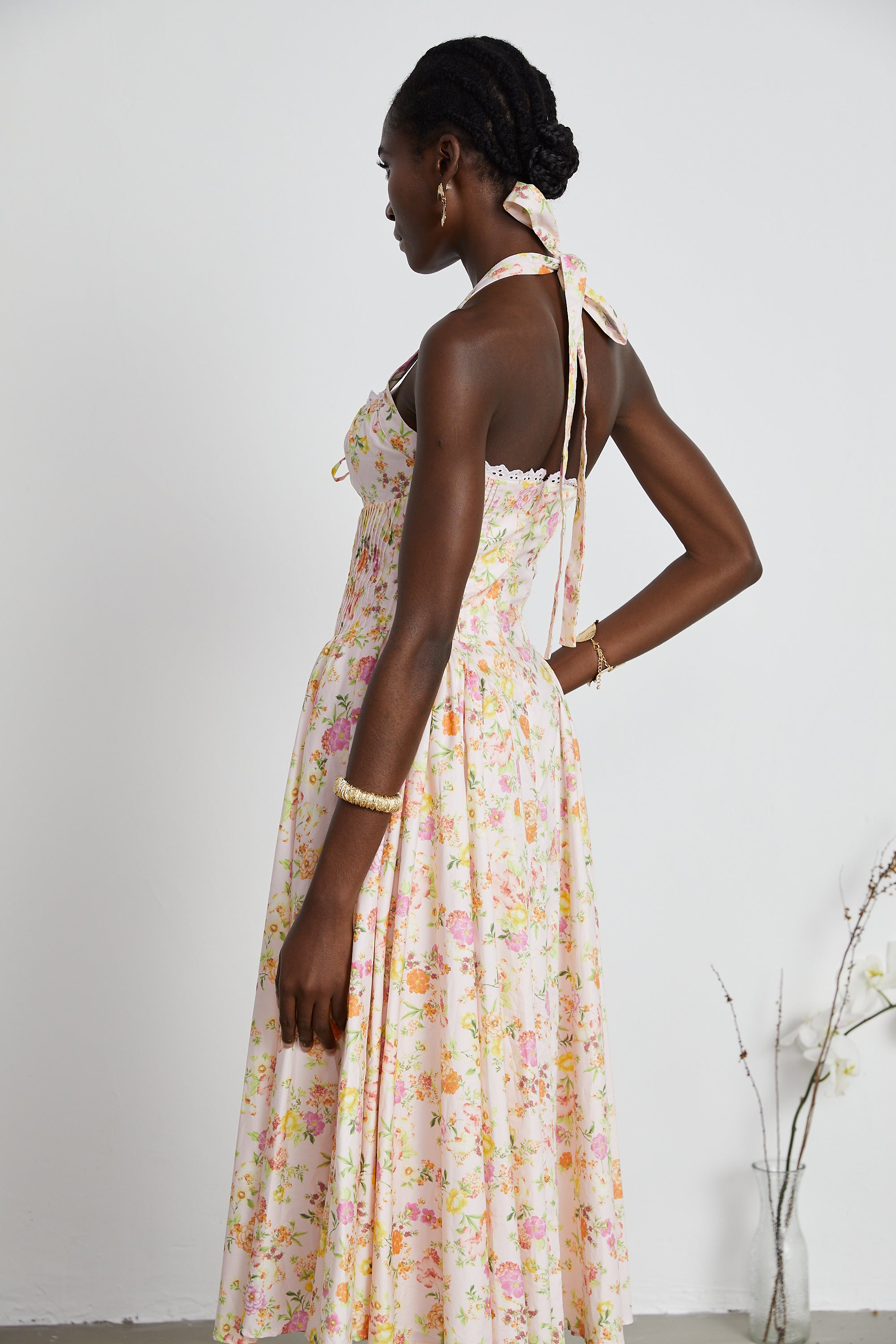 Odette floral-print halterneck midi dress