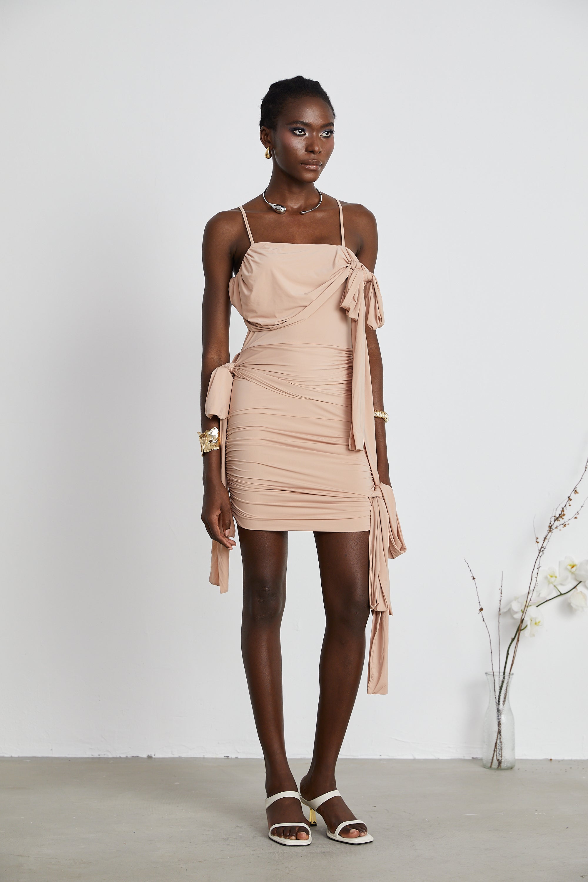 Vivien asymmetric sash-detailing mini dress