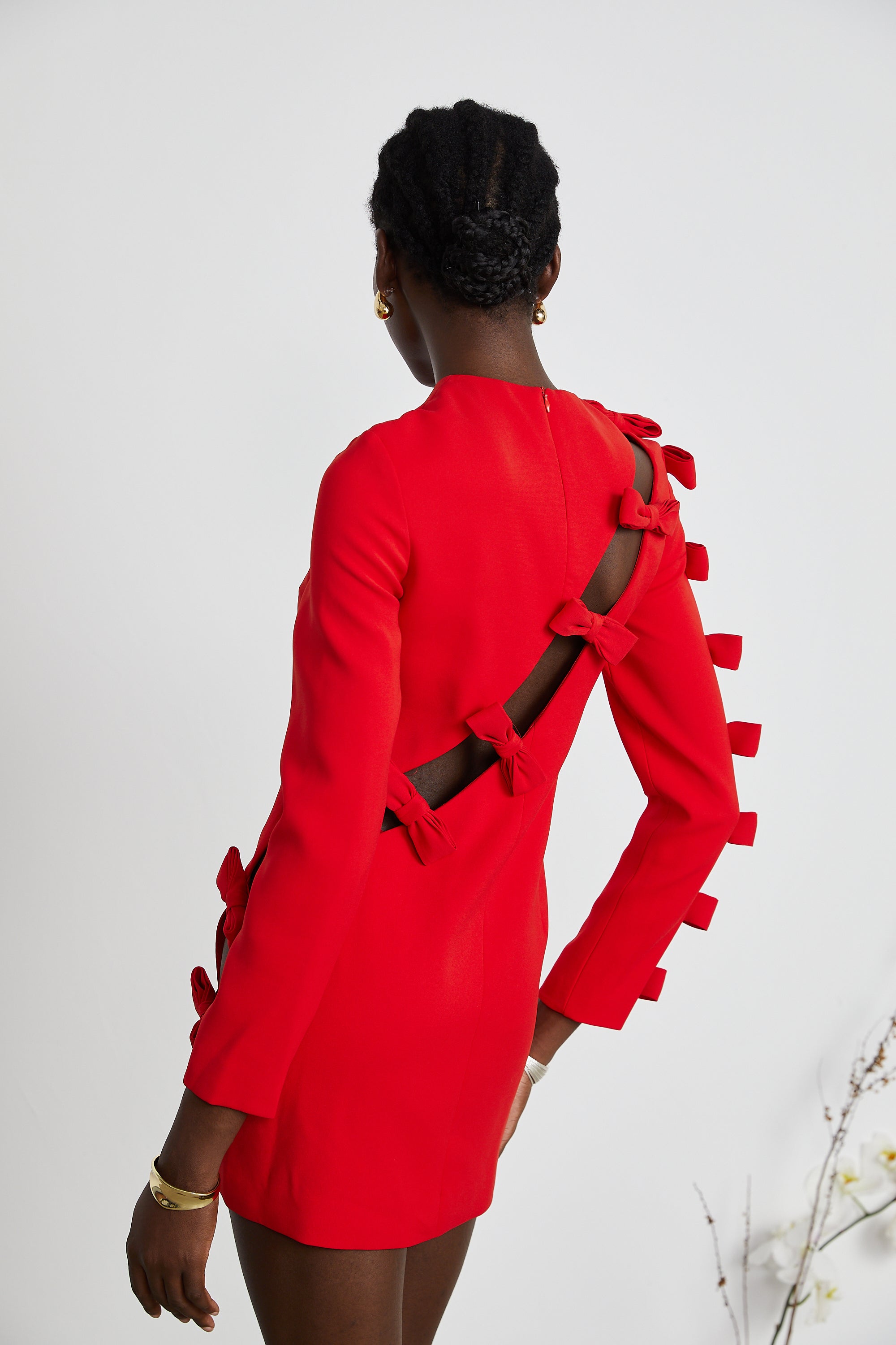 Sasha bow-detail cut-out dress